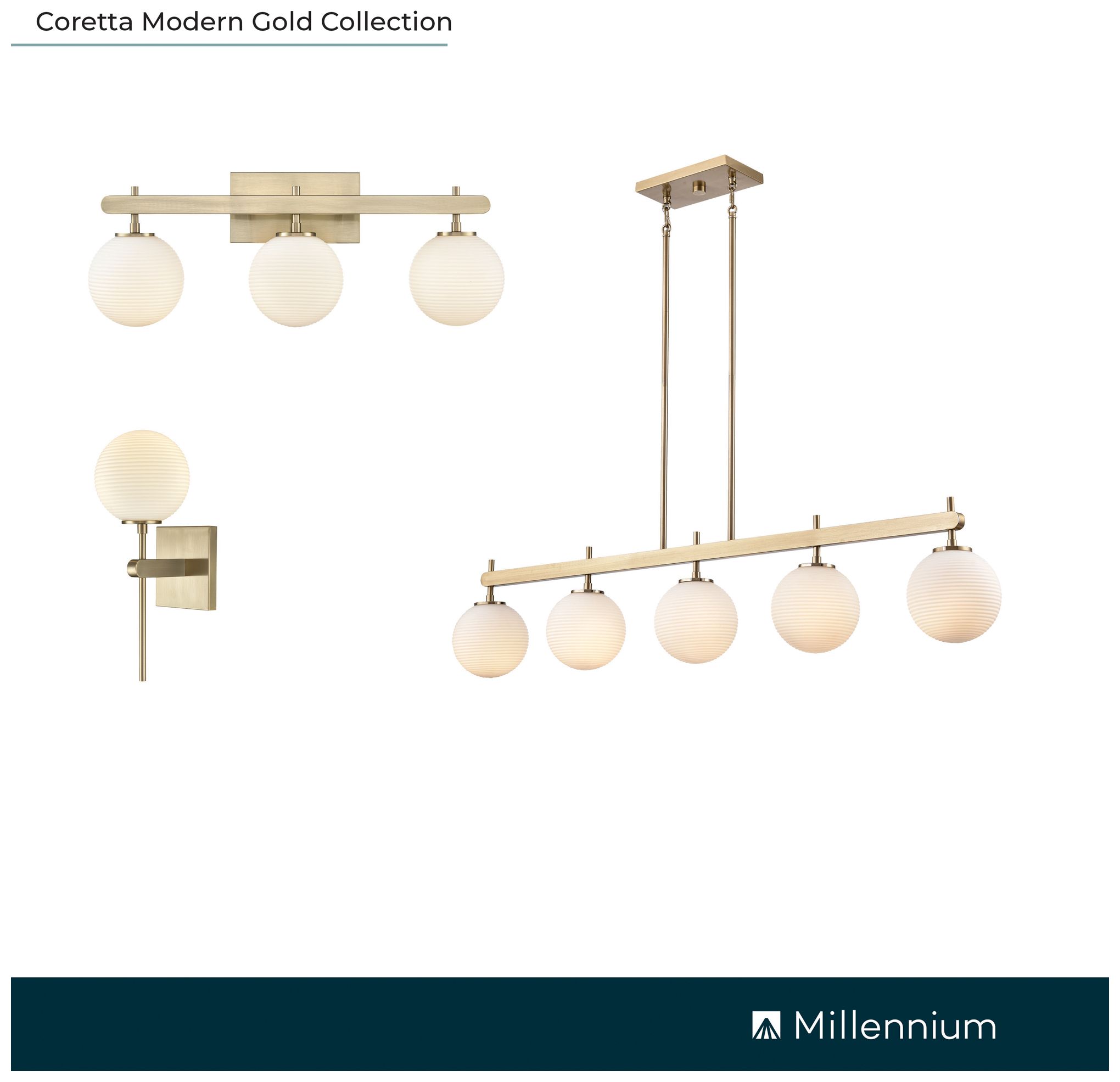 Millennium Coretta 5-Light 48" Modern Gold Linear Chandelier with Shade