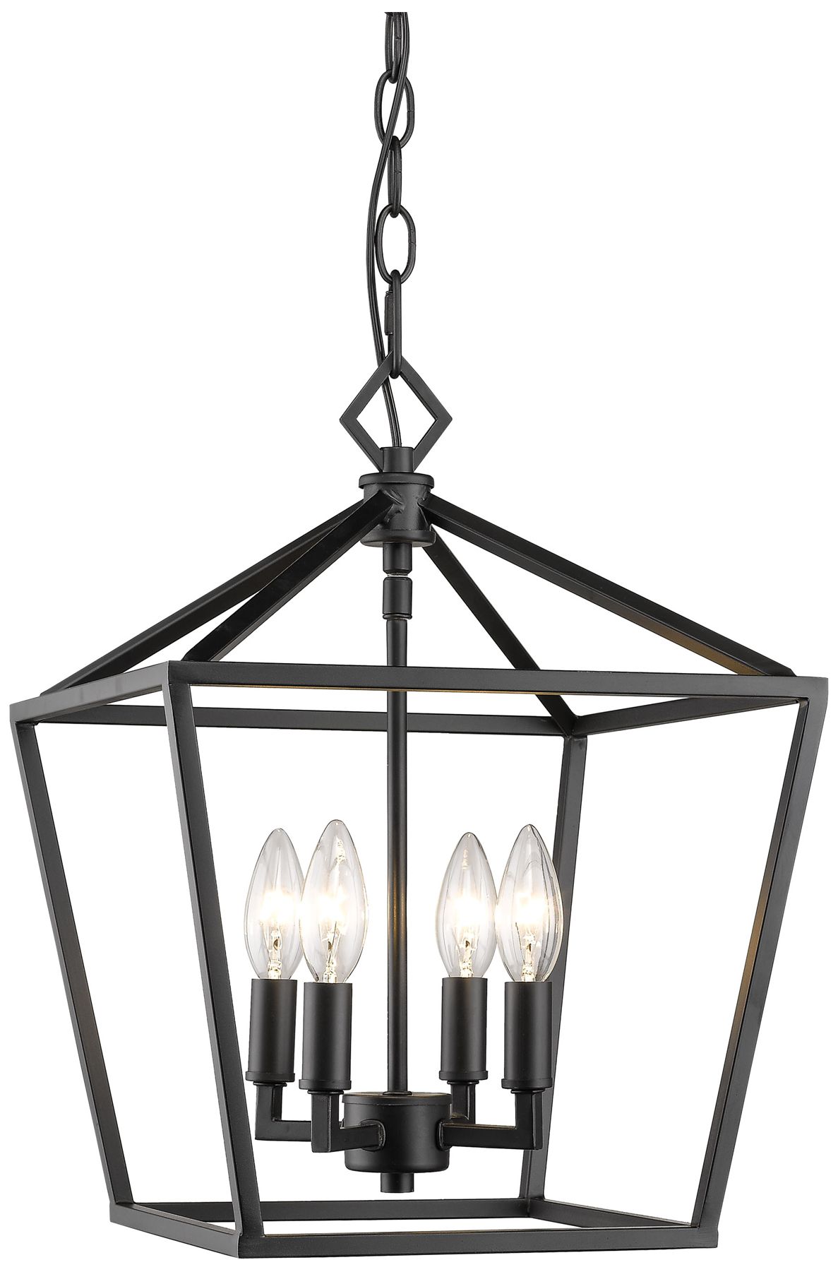 Millennium Corona 4-Light 12" Matte Black Pendant with Glass Shade