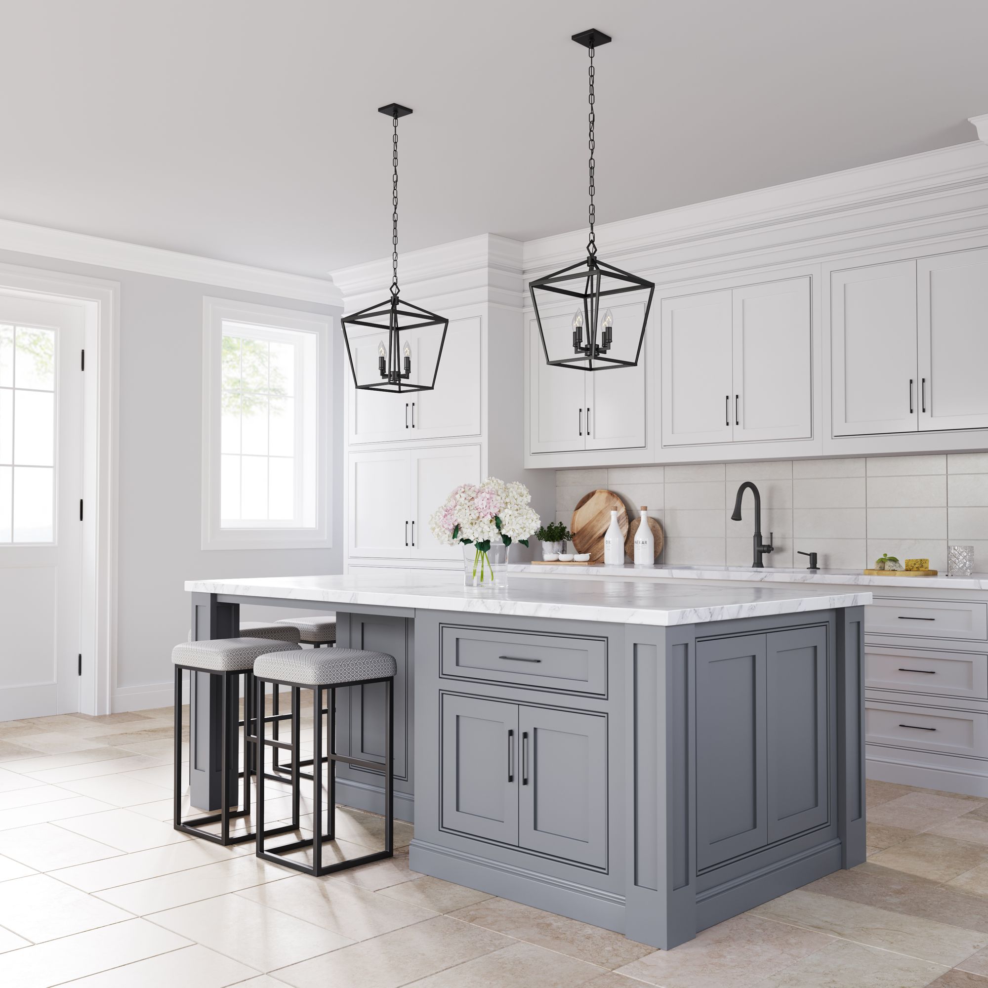 Image 3 Millennium Corona 4-Light 12" Matte Black Pendant with Glass Shade more views