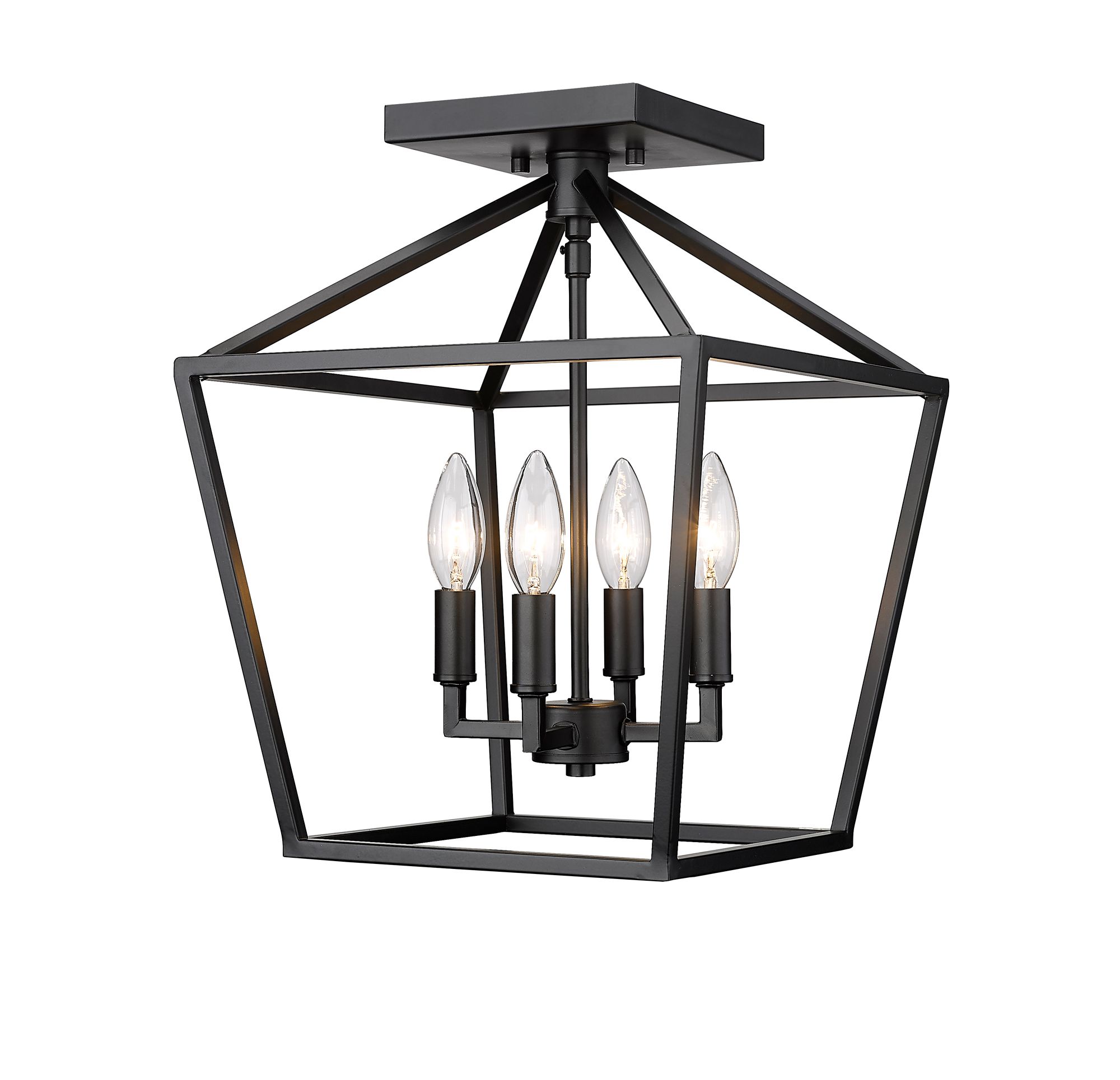 Image 2 Millennium Corona 4-Light 12" Matte Black Semi-Flush more views