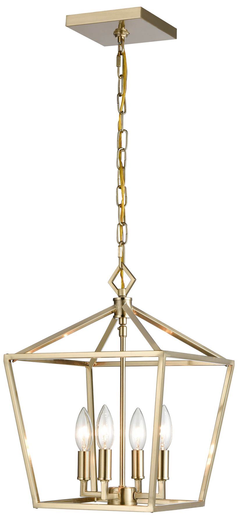 Millennium Corona 4-Light 12" Modern Gold Pendant with Glass Shade