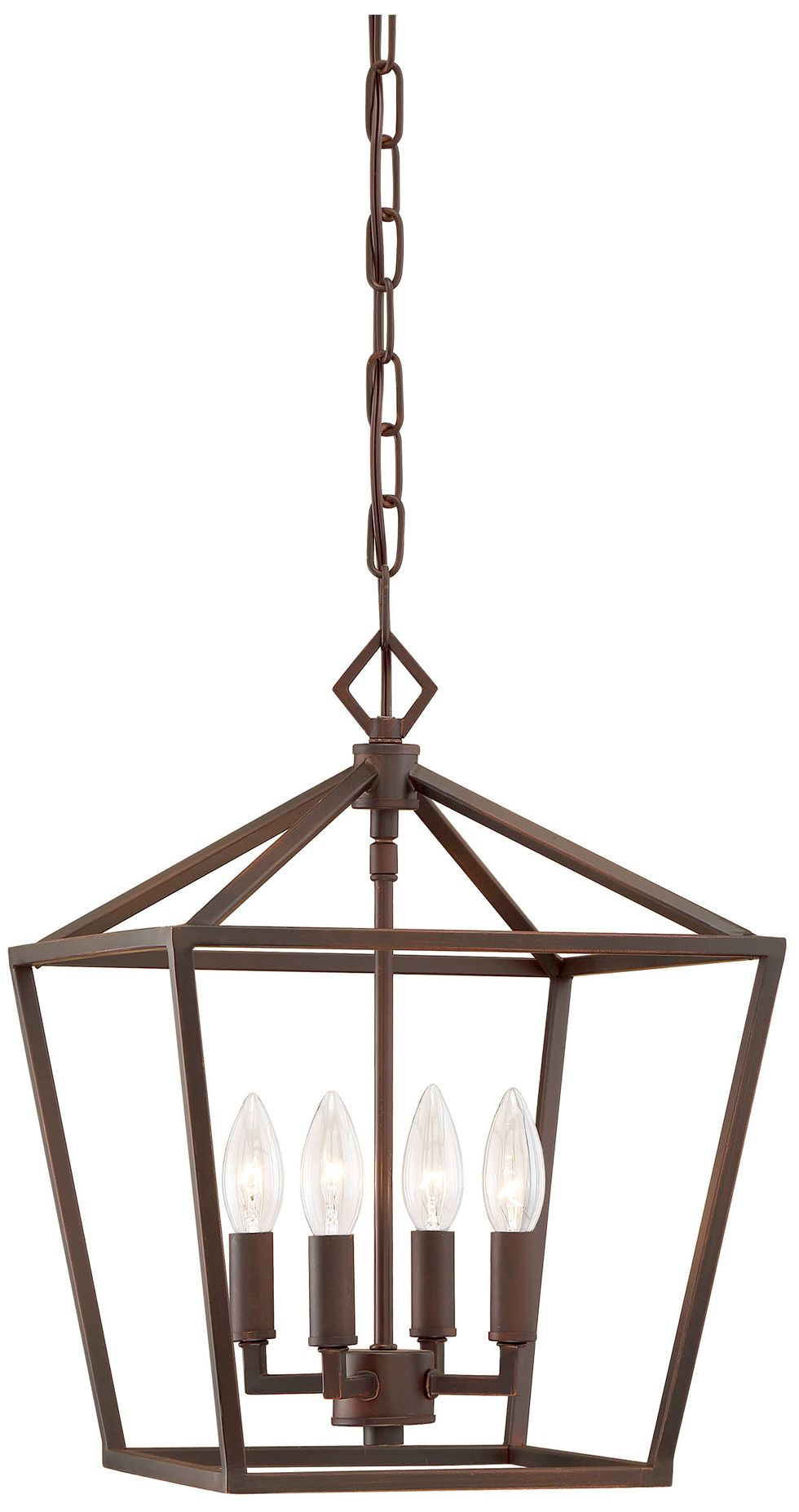 Millennium Corona 4-Light 12" Rubbed Bronze Pendant with Glass Shade
