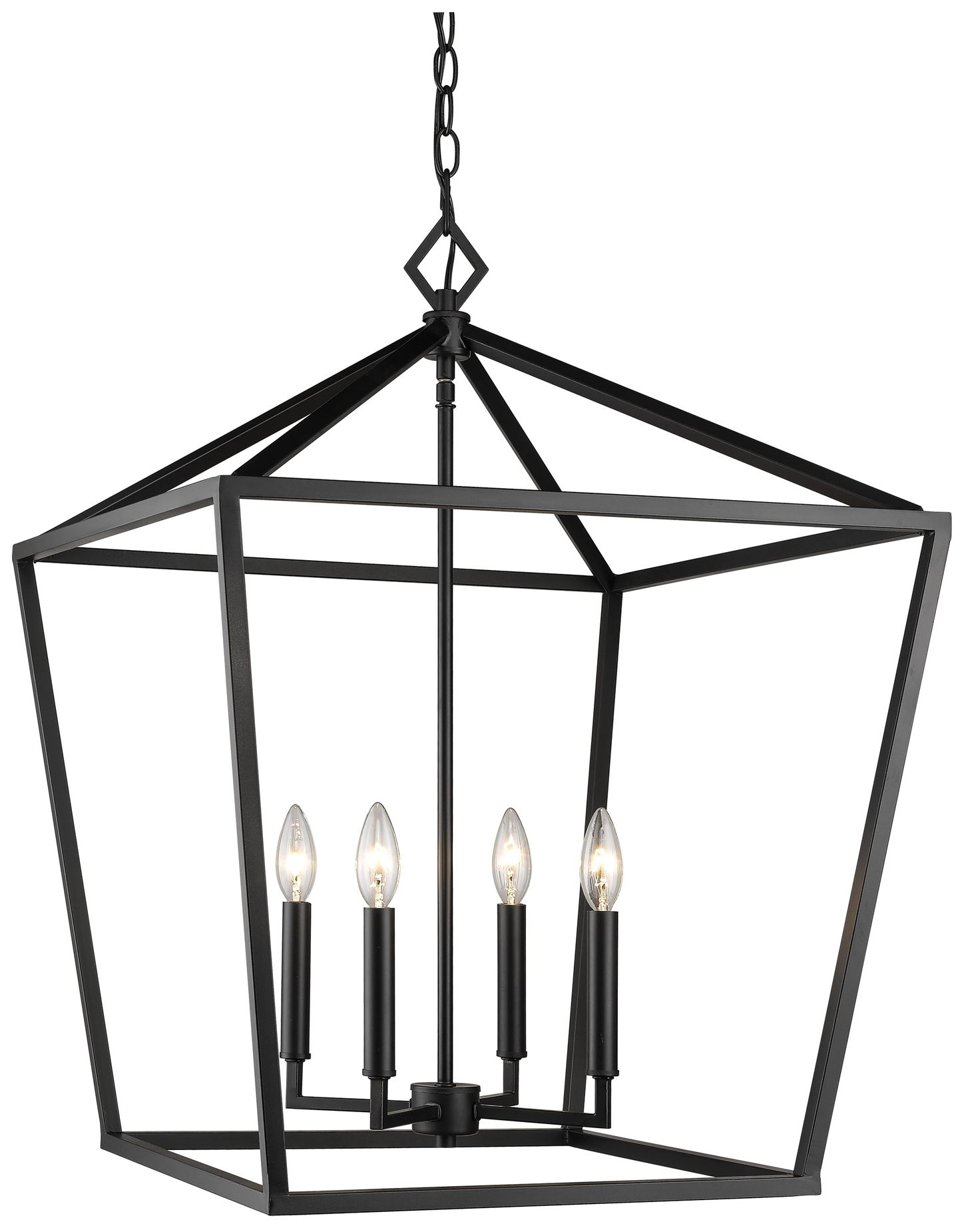 Millennium Corona 4-Light 20" Matte Black Pendant with Glass Shade