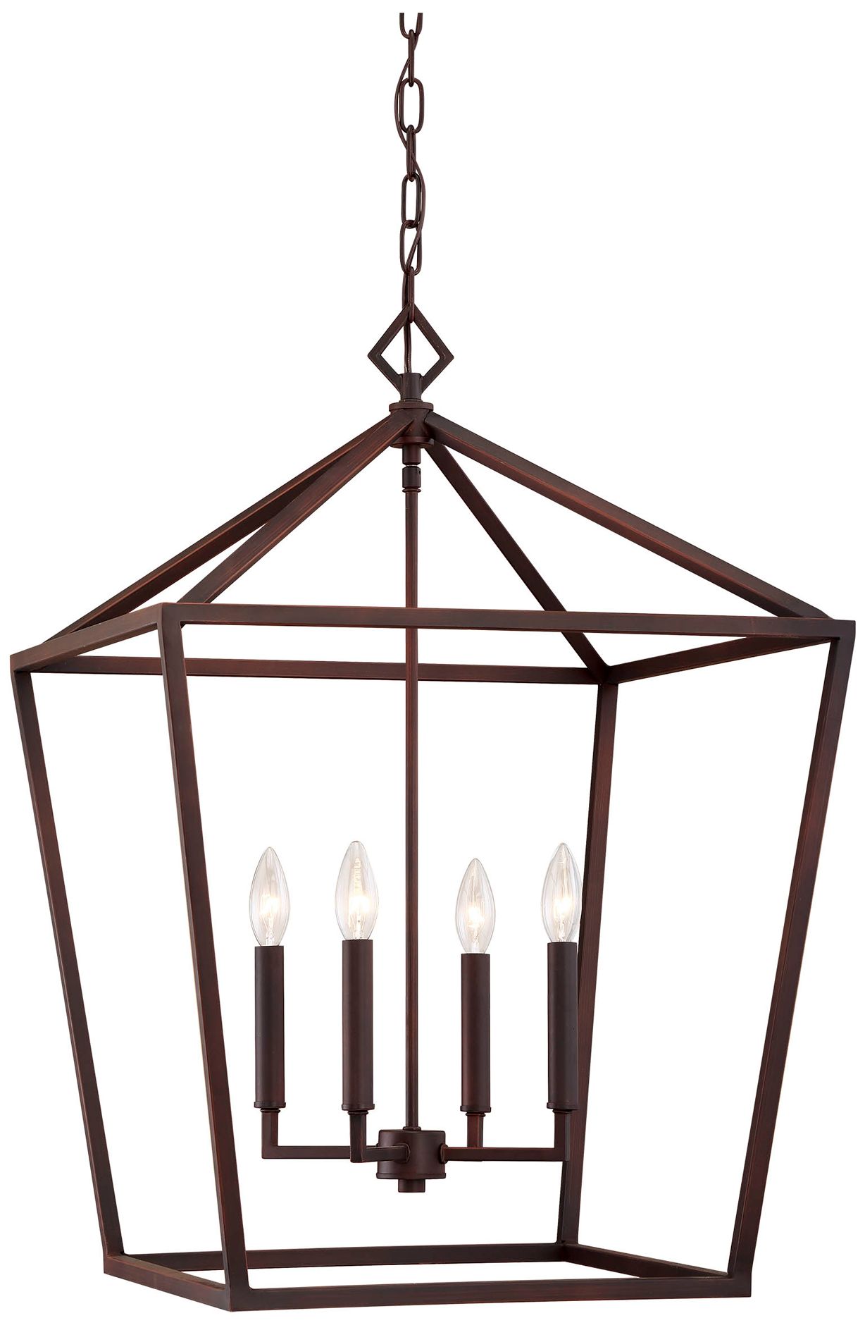Millennium Corona 4-Light 20" Rubbed Bronze Pendant with Glass Shade