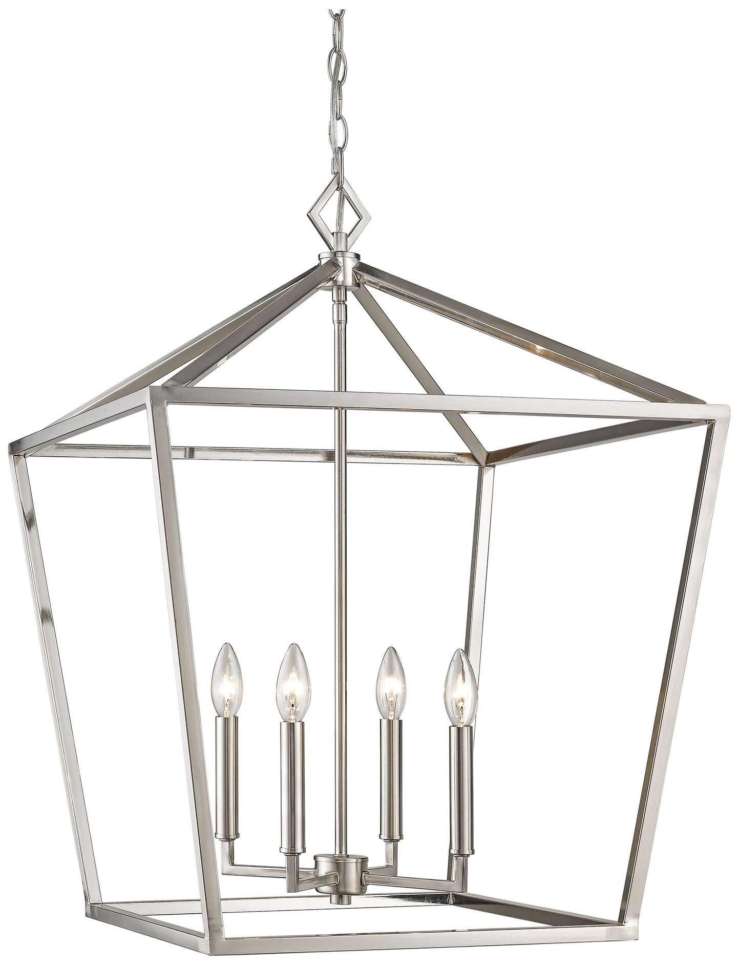 Millennium Corona 4-Light 20" Satin Nickel Pendant with Glass Shade