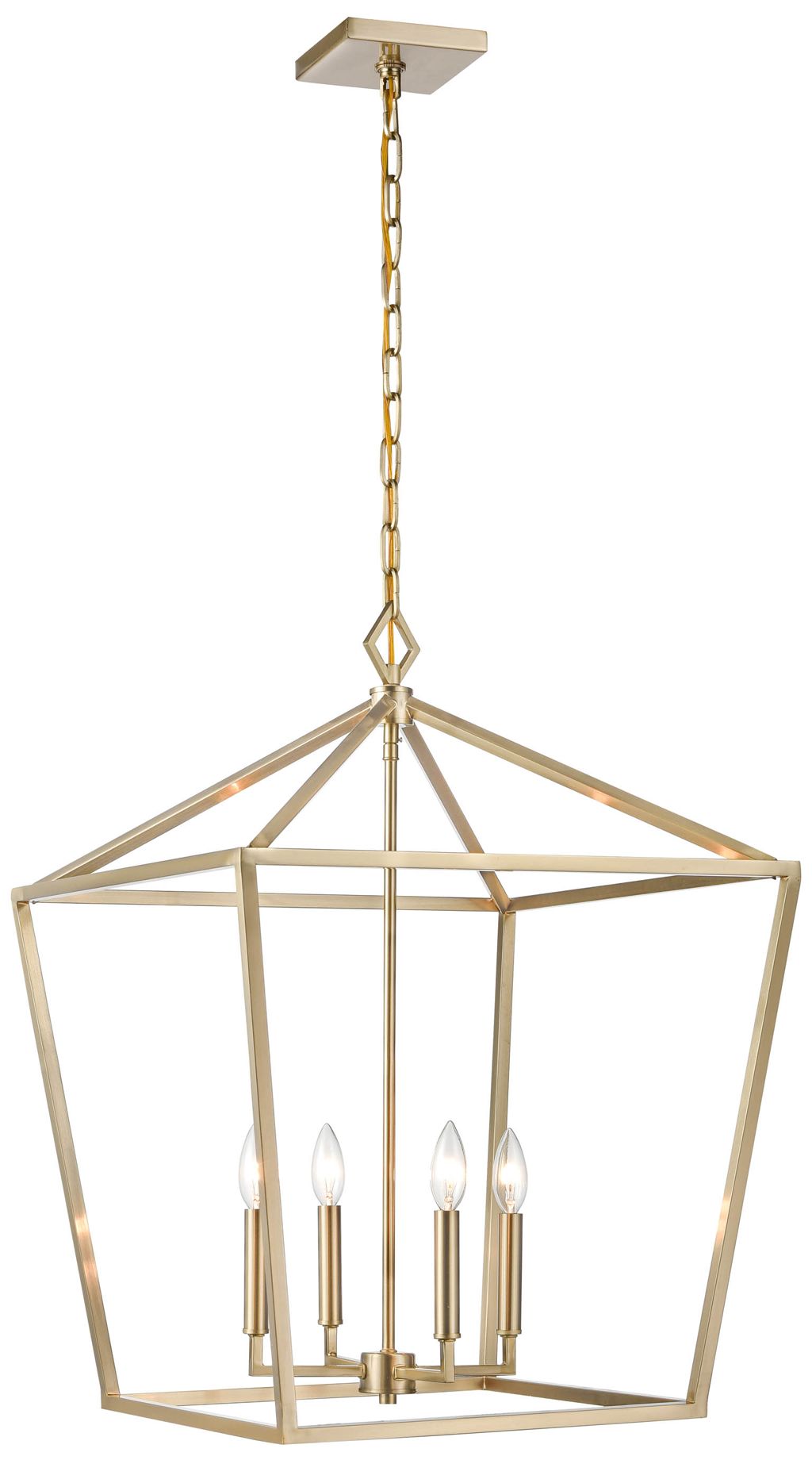 Millennium Corona 4-Light 21" Modern Gold Pendant with Glass Shade