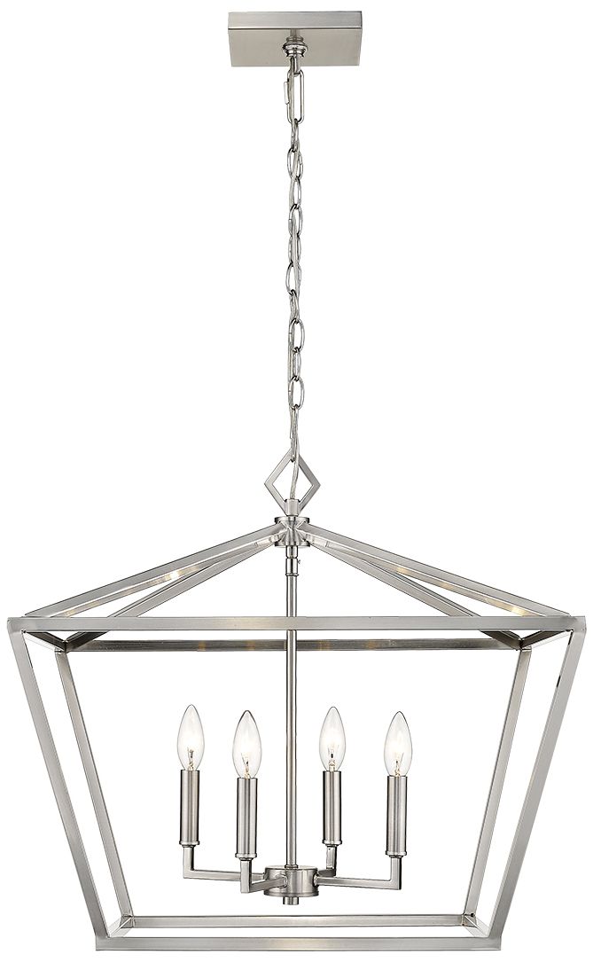 Millennium Corona 4-Light 23" Satin Nickel Pendant with Glass Shade