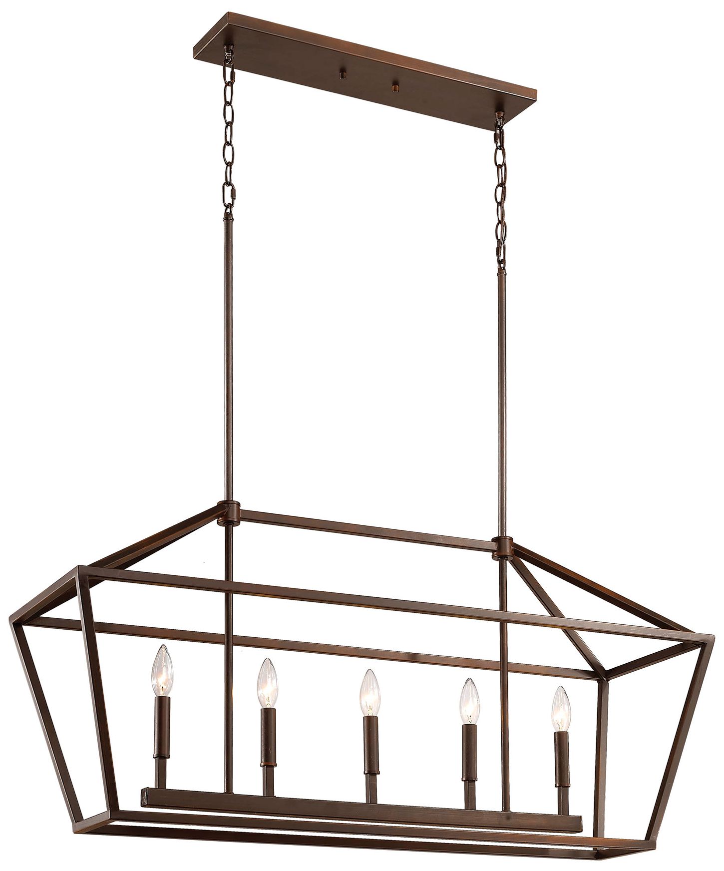 Image 2 Millennium Corona 5-Light 40" Rubbed Bronze Linear Chandelier