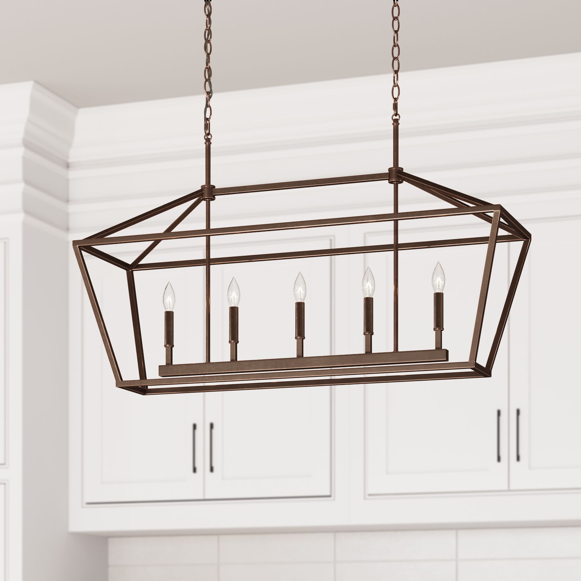 Image 6 Millennium Corona 5-Light 40" Rubbed Bronze Linear Chandelier more views