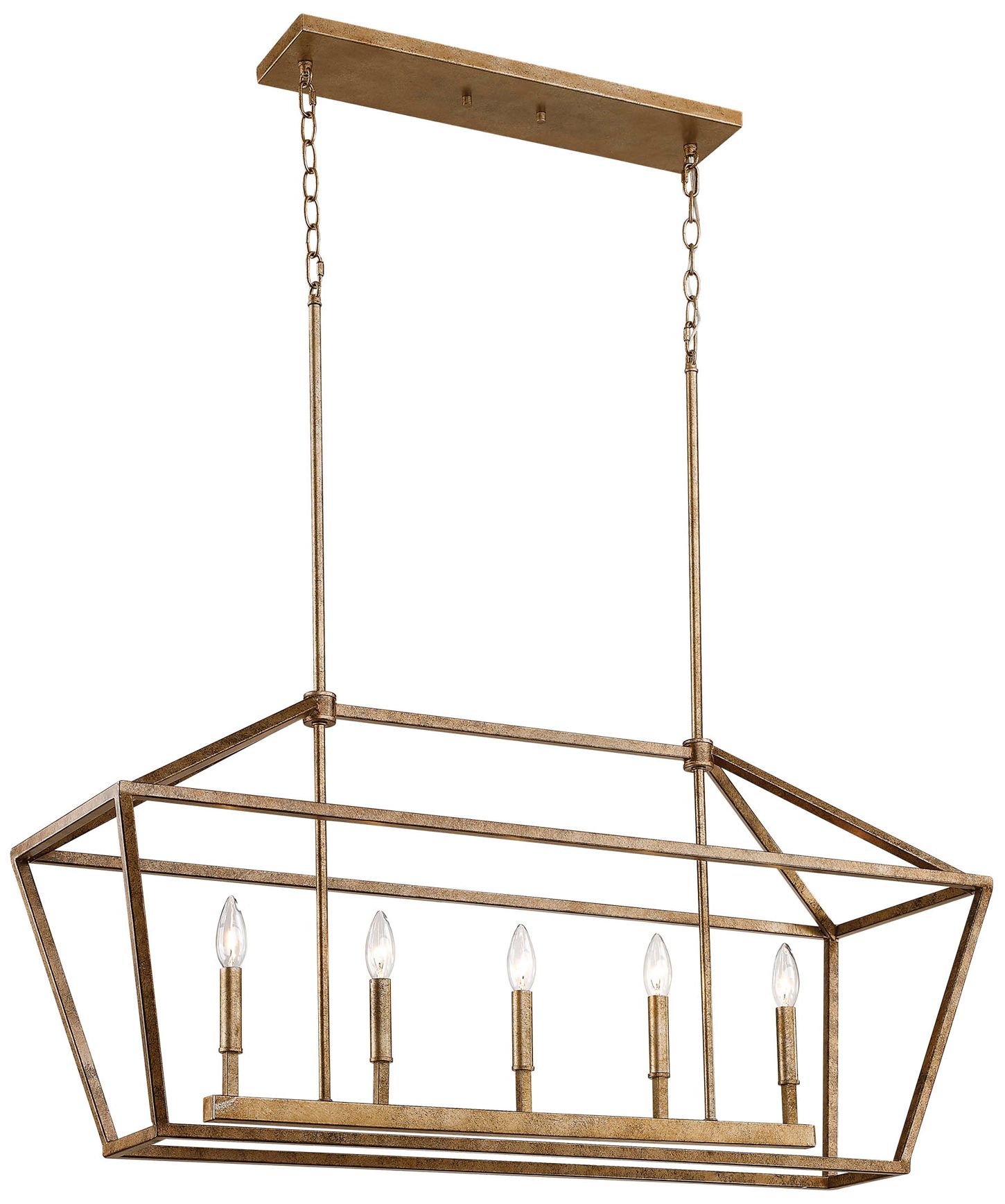Millennium Corona 5-Light 40" Vintage Gold Linear Chandelier