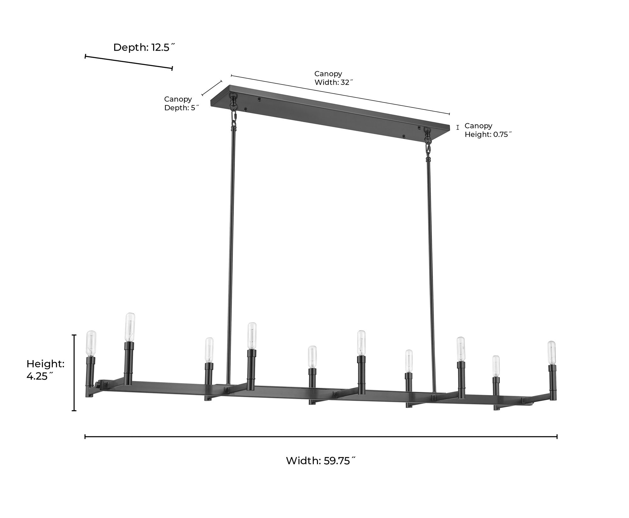 Image 5 Millennium Daxley 10-Light 59.75" Matte Black Chandelier more views