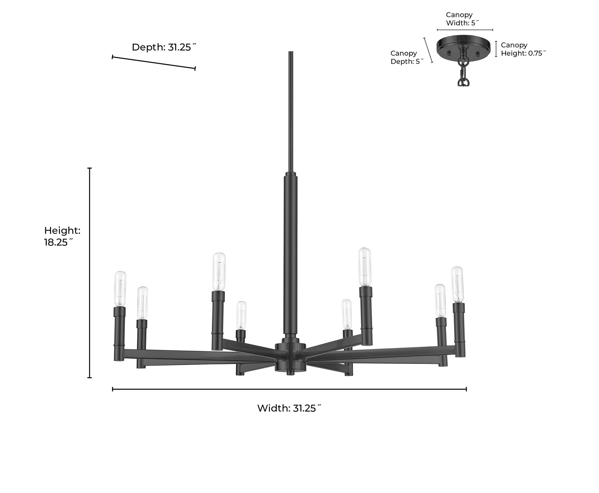 Image 3 Millennium Daxley 8-Light 31.25" Matte Black Chandelier more views
