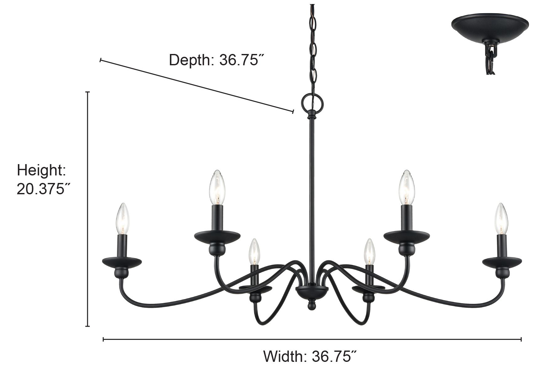 Image 7 Millennium Delvona 6-Light 36.75" Matte Black Chandelier more views