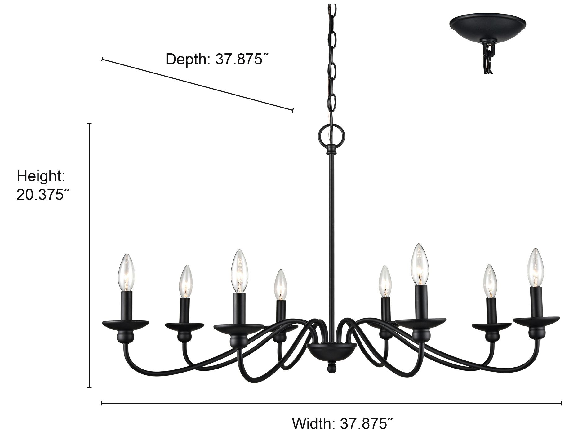 Image 7 Millennium Delvona 8-Light 37.75" Matte Black Chandelier more views
