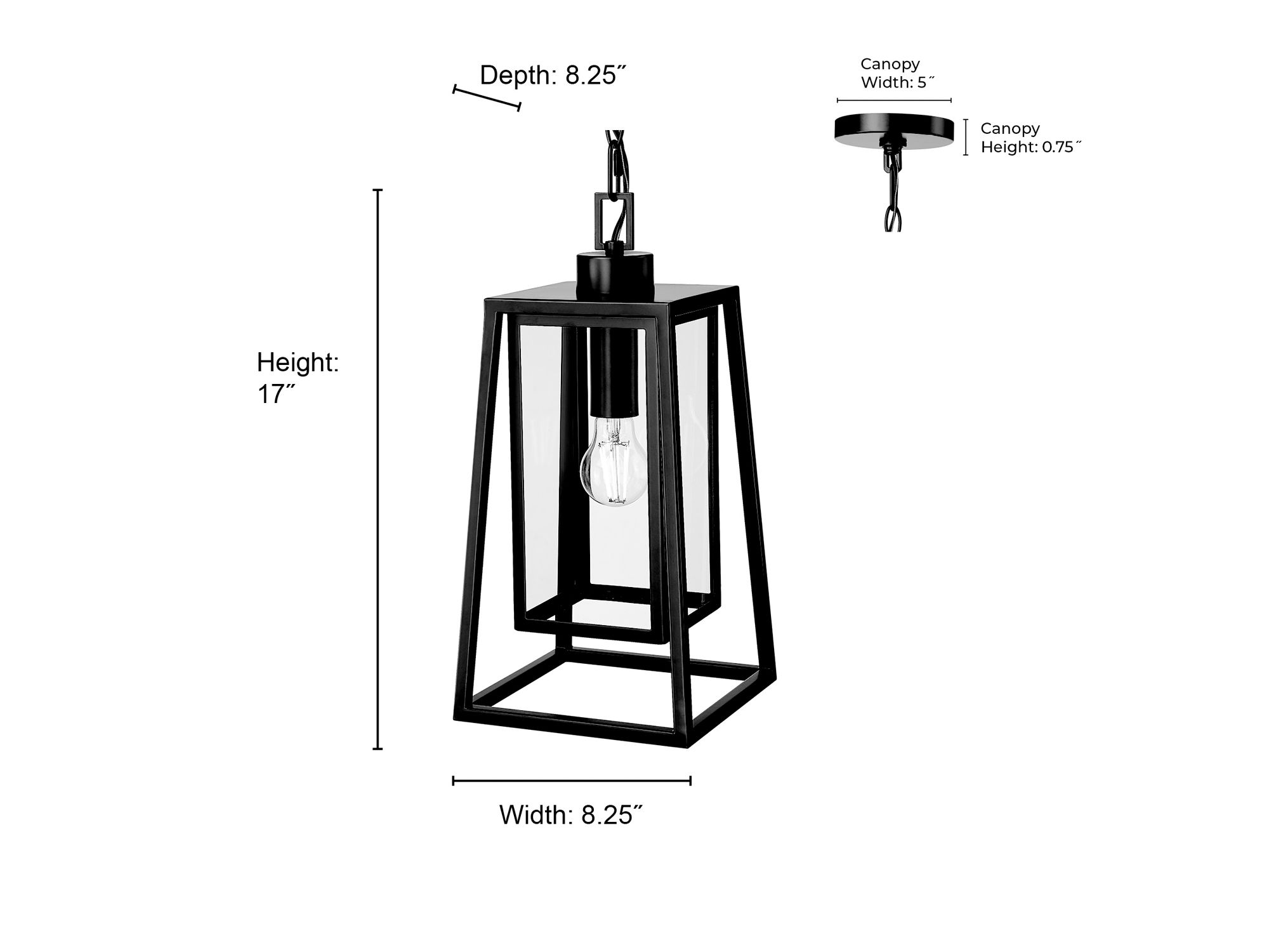 Image 6 Millennium Denzell 1-Light 17" Powder Coated Black Outdoor Hanging Lantern more views