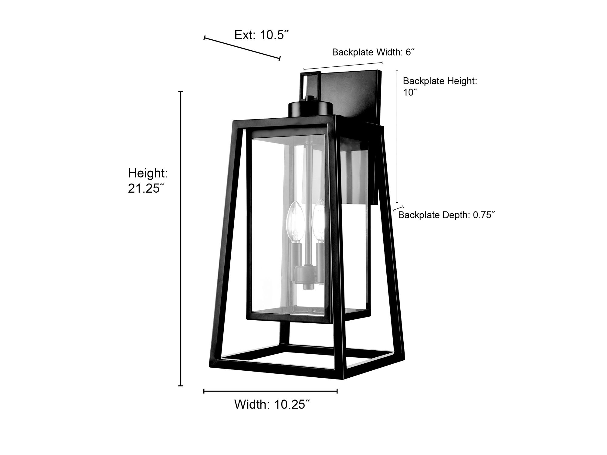 Image 7 Millennium Denzell 2-Light 21.25" Powder Coated Black Outdoor Wall Sconce more views