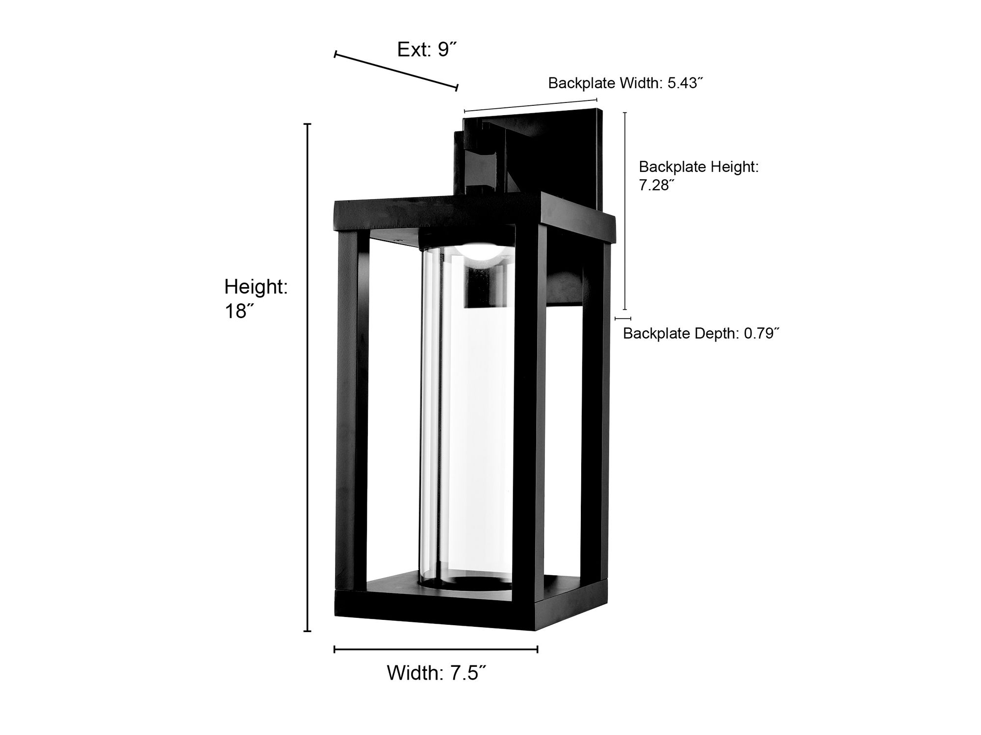 Image 7 Millennium Dumont LED 18" Powder Coated Black Outdoor Wall Sconce more views