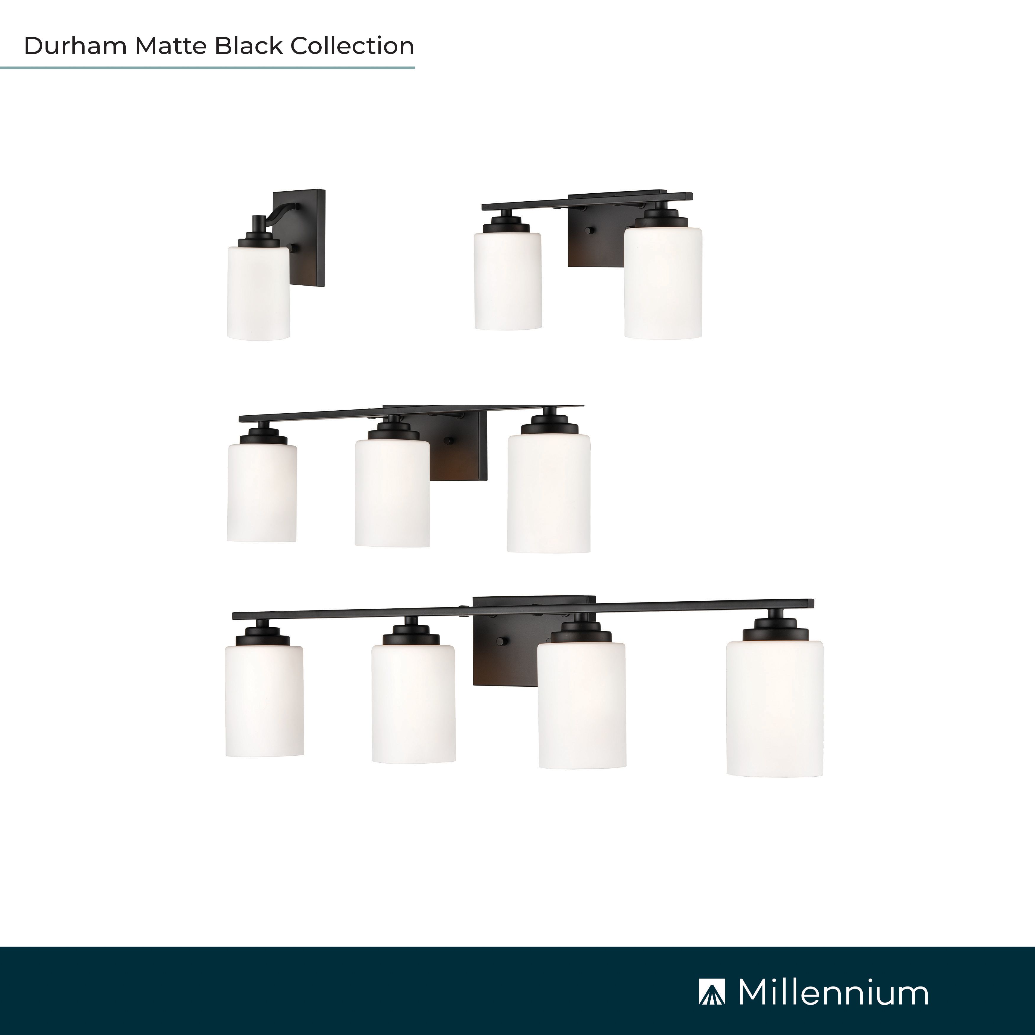 Image 6 Millennium Durham 1-Light 4.38" Matte Black Wall Sconce with Glass Shade more views