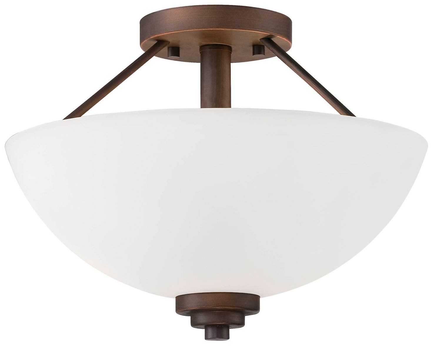 Millennium Durham 2-Light 13.5" Rubbed Bronze Semi-Flush with Glass Sh