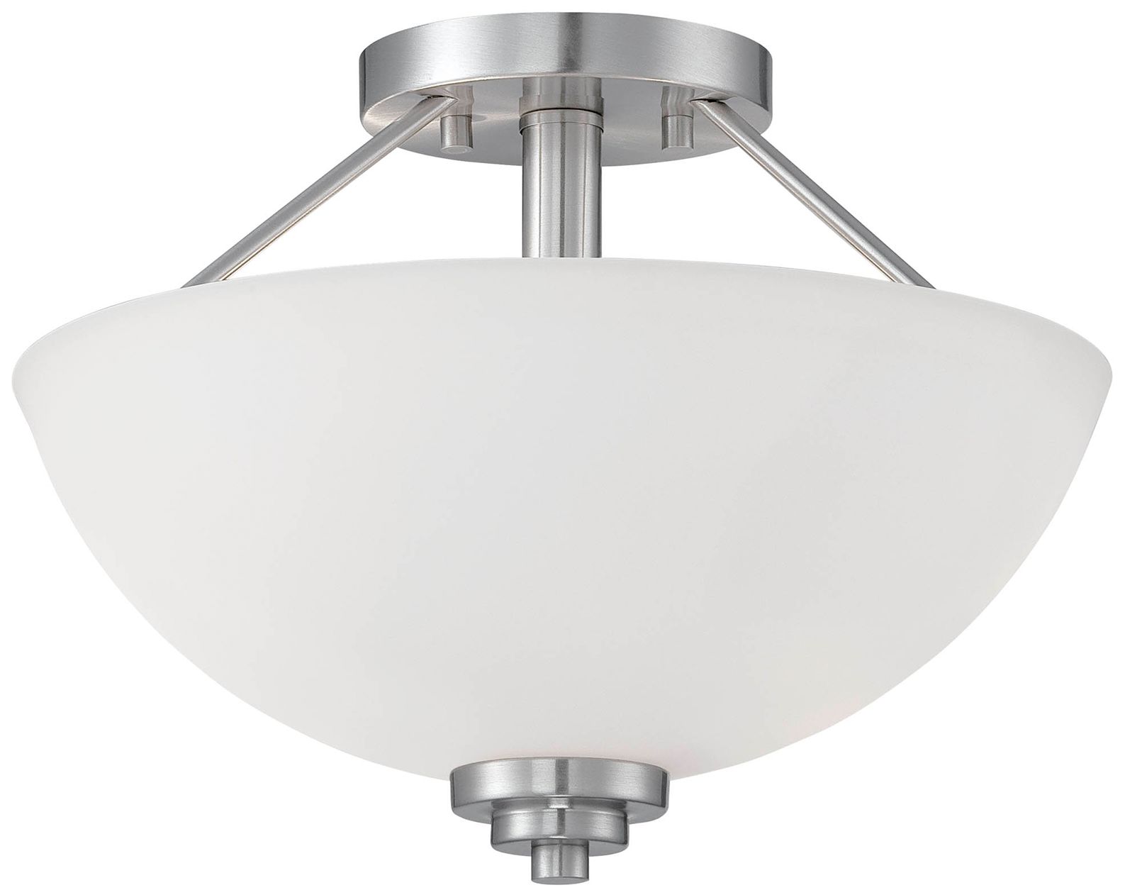 Millennium Durham 2-Light 13.5" Satin Nickel Semi-Flush with Glass Sha