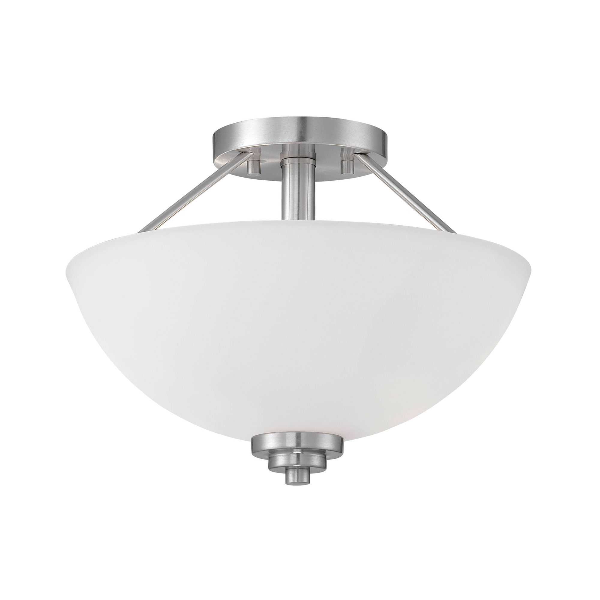 Image 2 Millennium Durham 2-Light 13.5" Satin Nickel Semi-Flush with Glass Sha more views