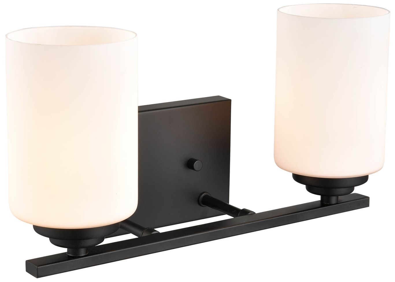 Millennium Durham 2-Light 14.25" Matte Black Vanity Light with Glass Shade