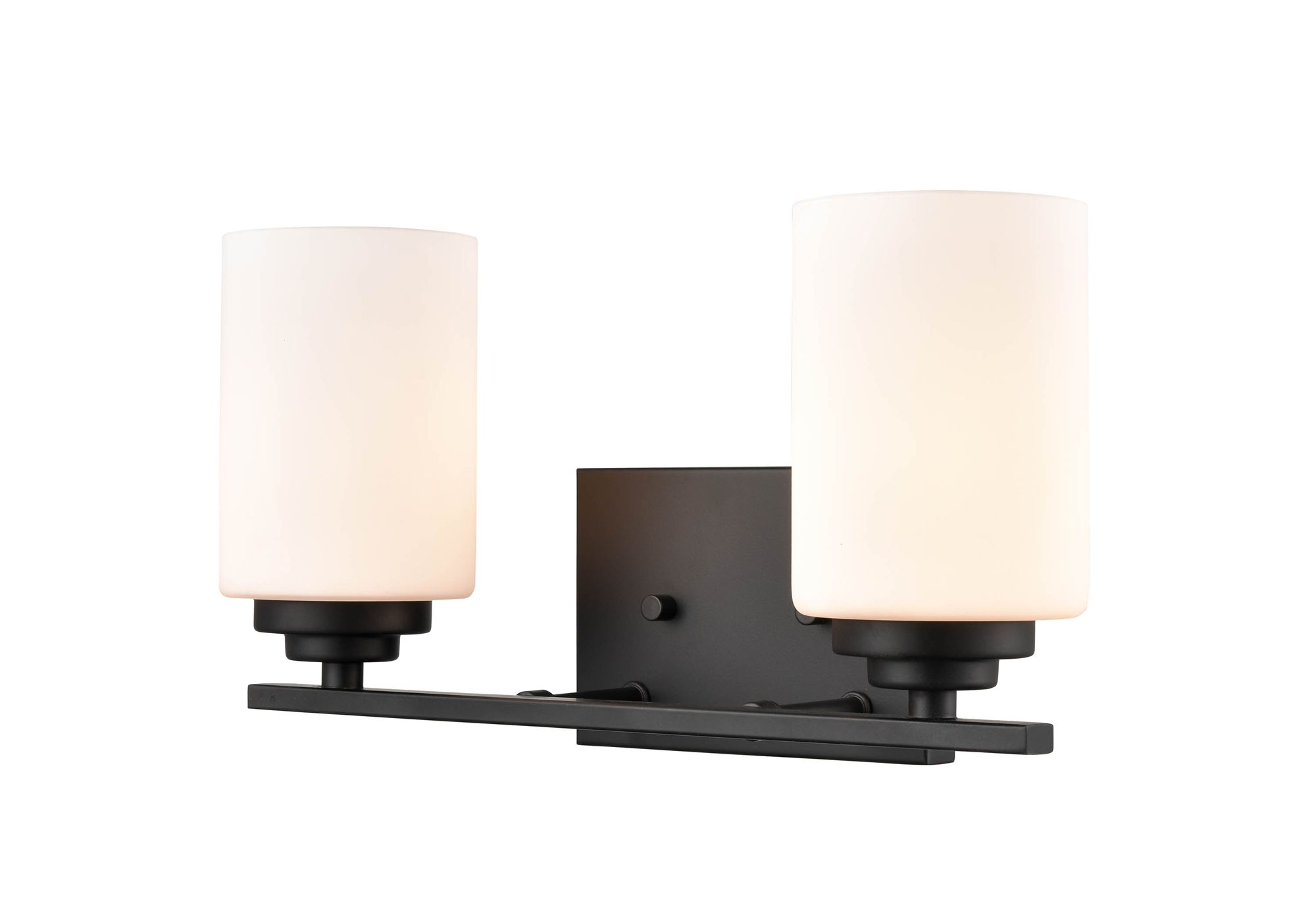 Image 2 Millennium Durham 2-Light 14.25" Matte Black Vanity Light with Glass Shade more views