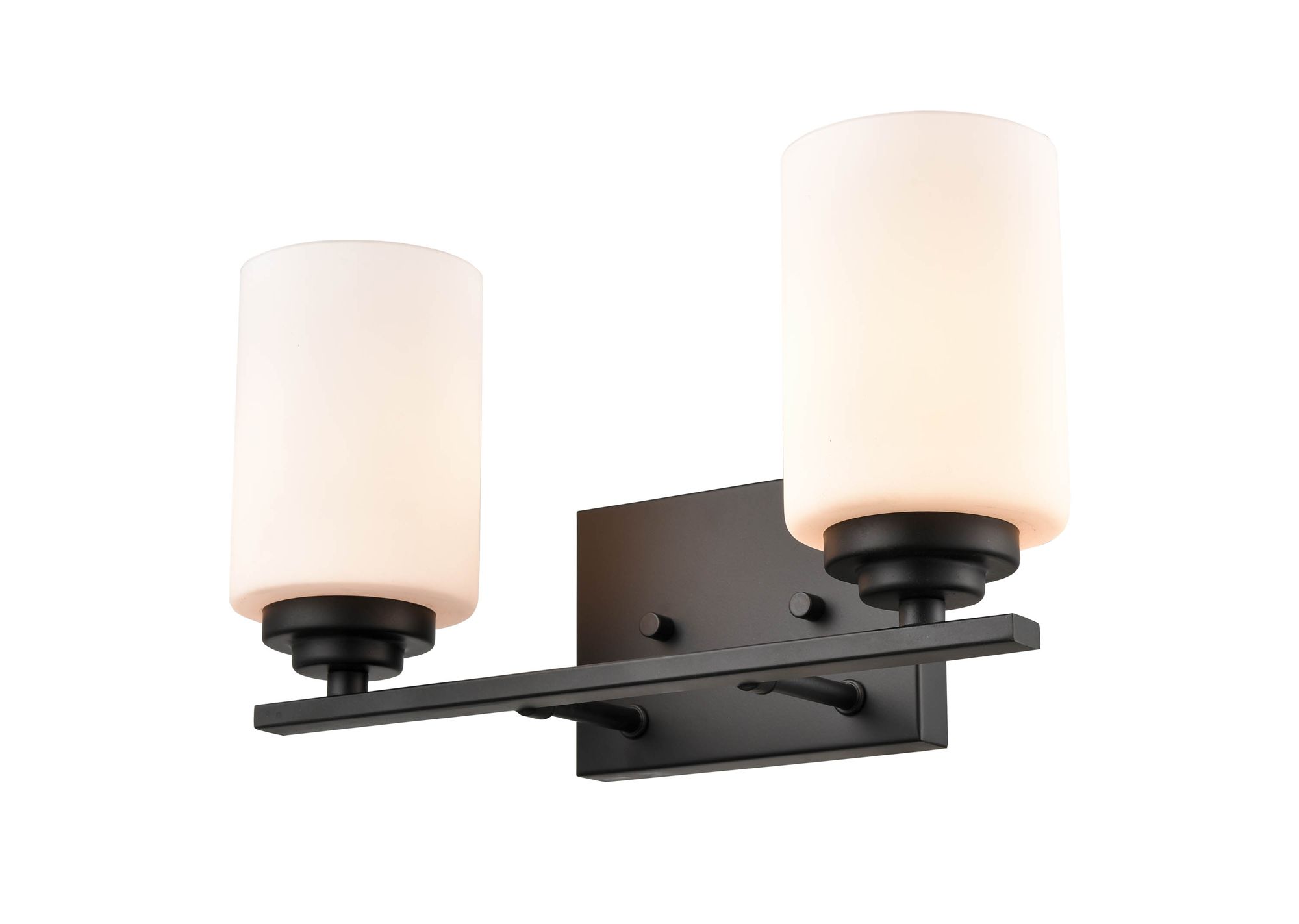 Image 3 Millennium Durham 2-Light 14.25" Matte Black Vanity Light with Glass Shade more views