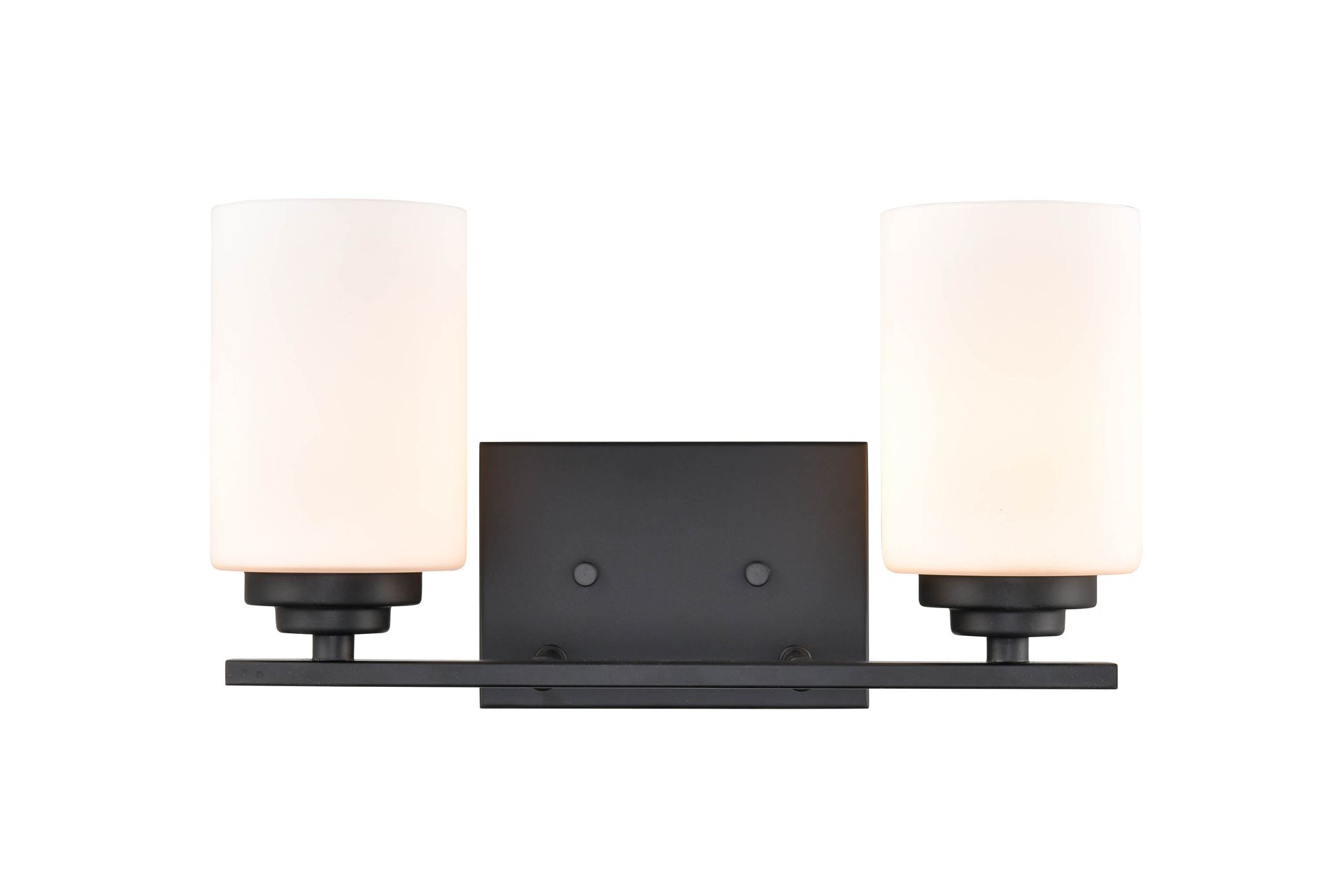 Image 4 Millennium Durham 2-Light 14.25" Matte Black Vanity Light with Glass Shade more views