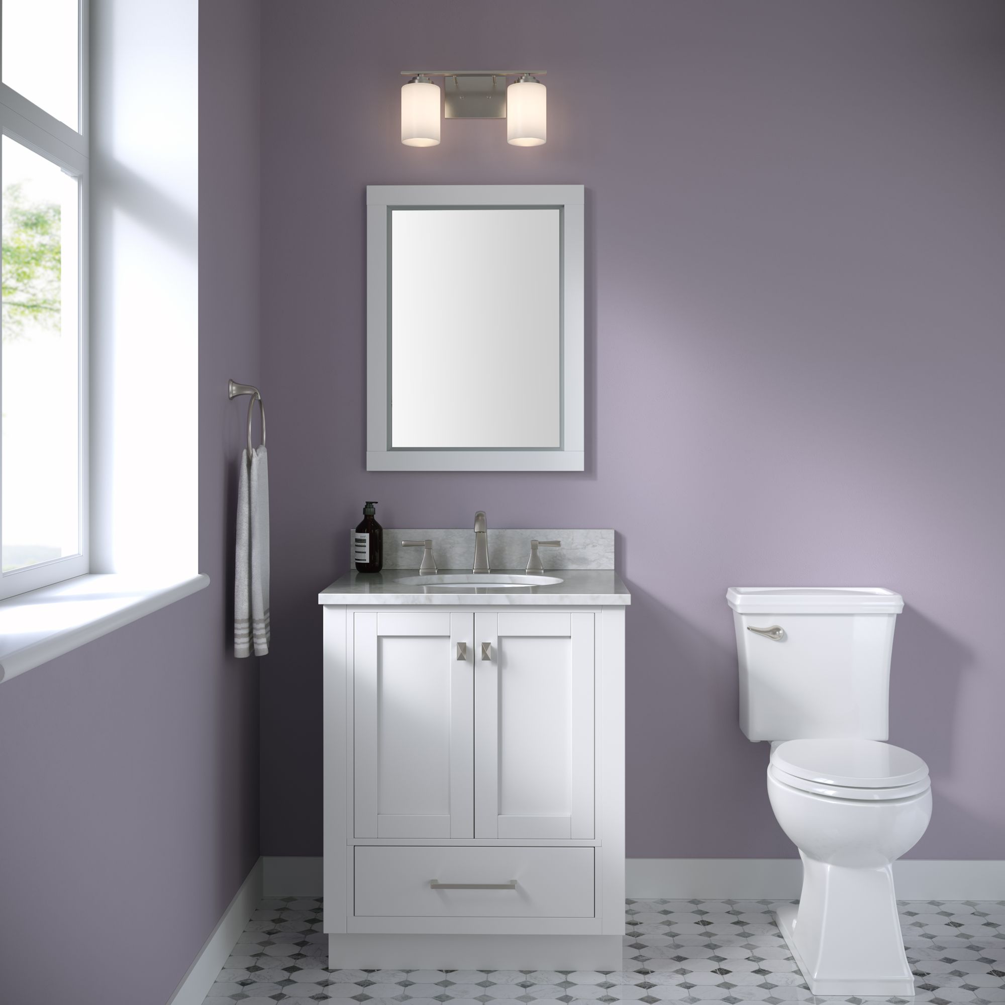 Image 3 Millennium Durham 2-Light 14.25" Satin Nickel Vanity Light with Glass Shade more views