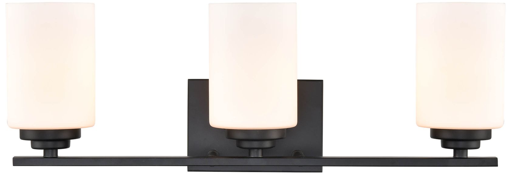 Millennium Durham 3-Light 22" Matte Black Vanity Light with Glass Shade
