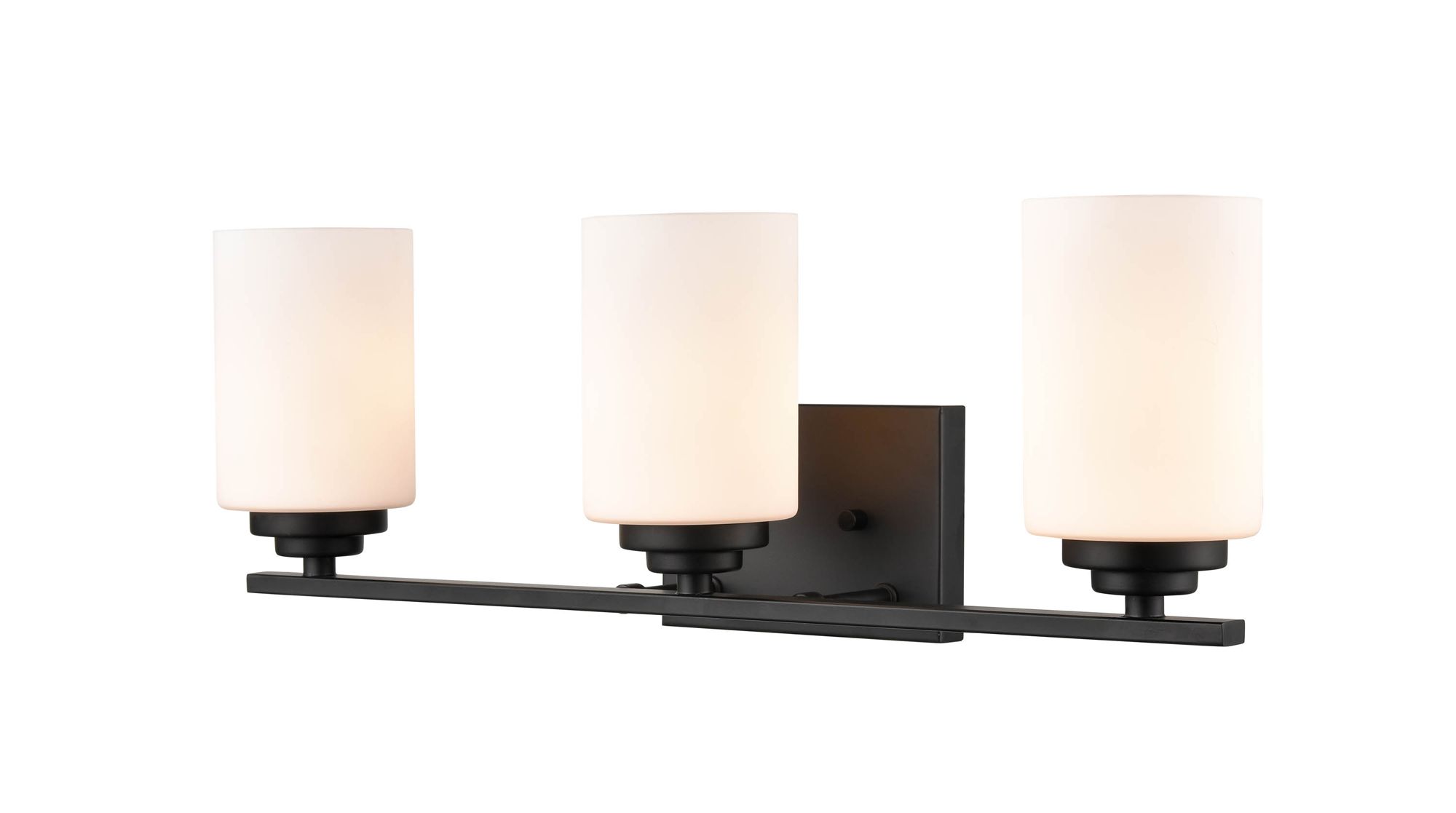 Image 2 Millennium Durham 3-Light 22" Matte Black Vanity Light with Glass Shade more views