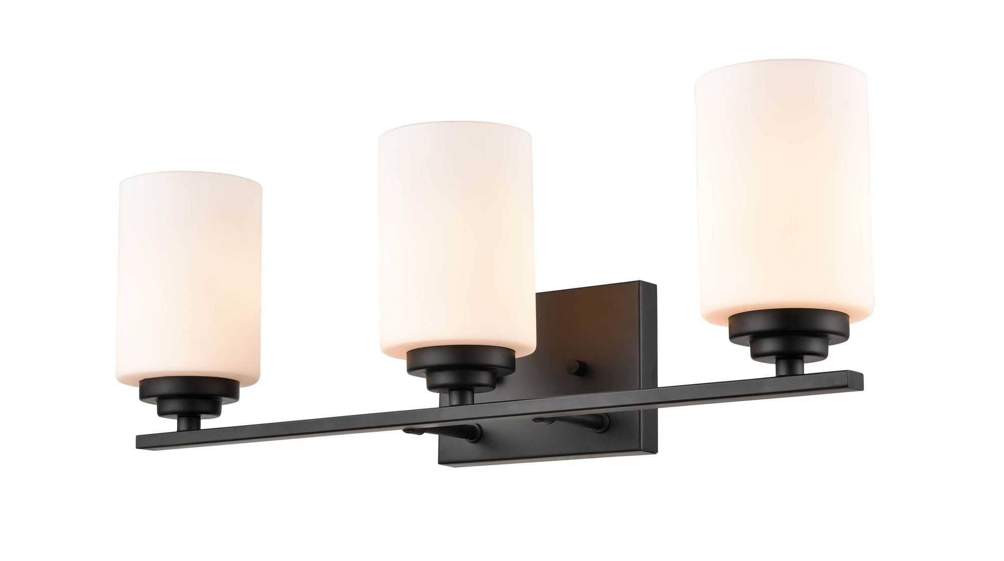 Image 3 Millennium Durham 3-Light 22" Matte Black Vanity Light with Glass Shade more views