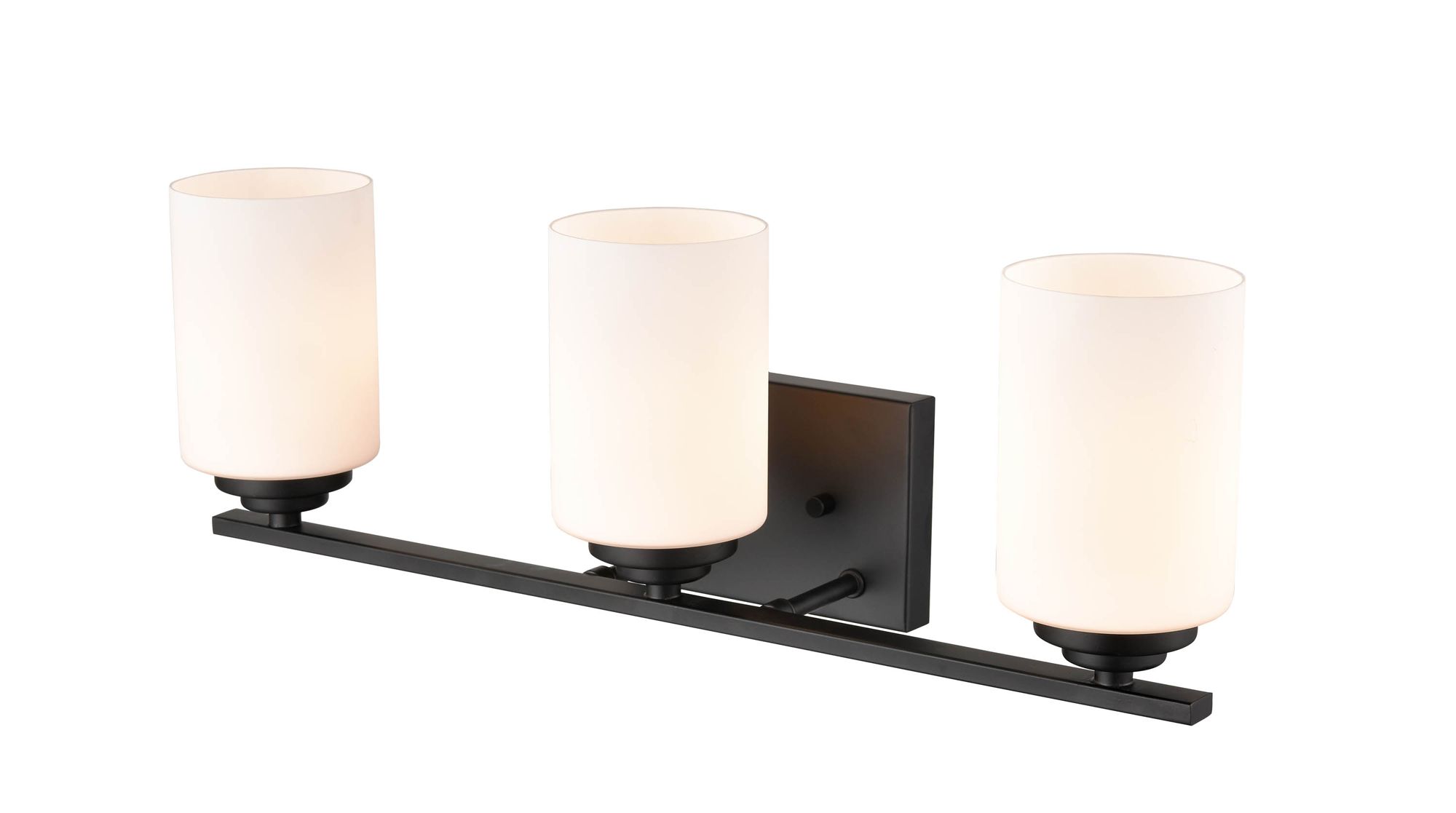 Image 4 Millennium Durham 3-Light 22" Matte Black Vanity Light with Glass Shade more views