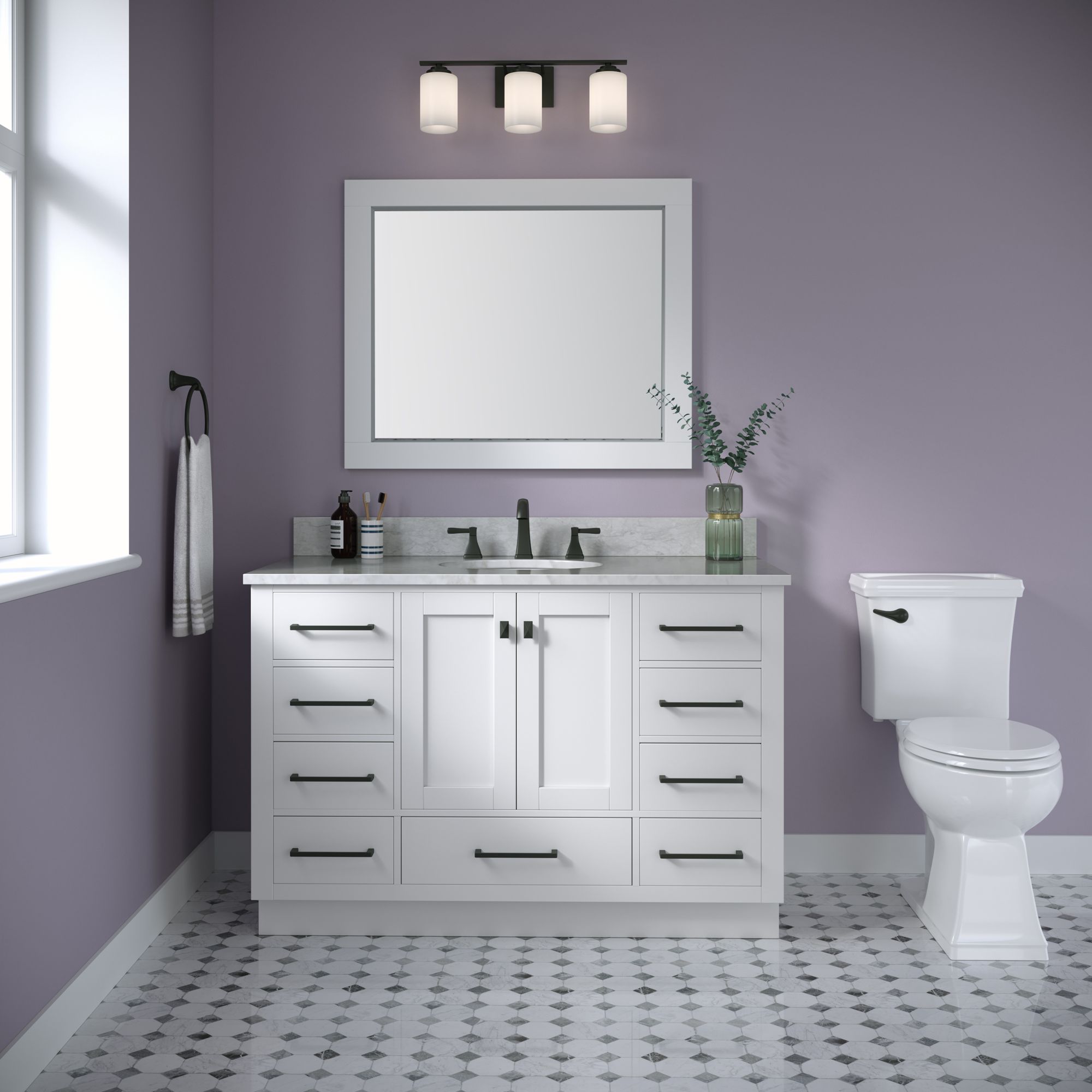 Image 6 Millennium Durham 3-Light 22" Matte Black Vanity Light with Glass Shade more views