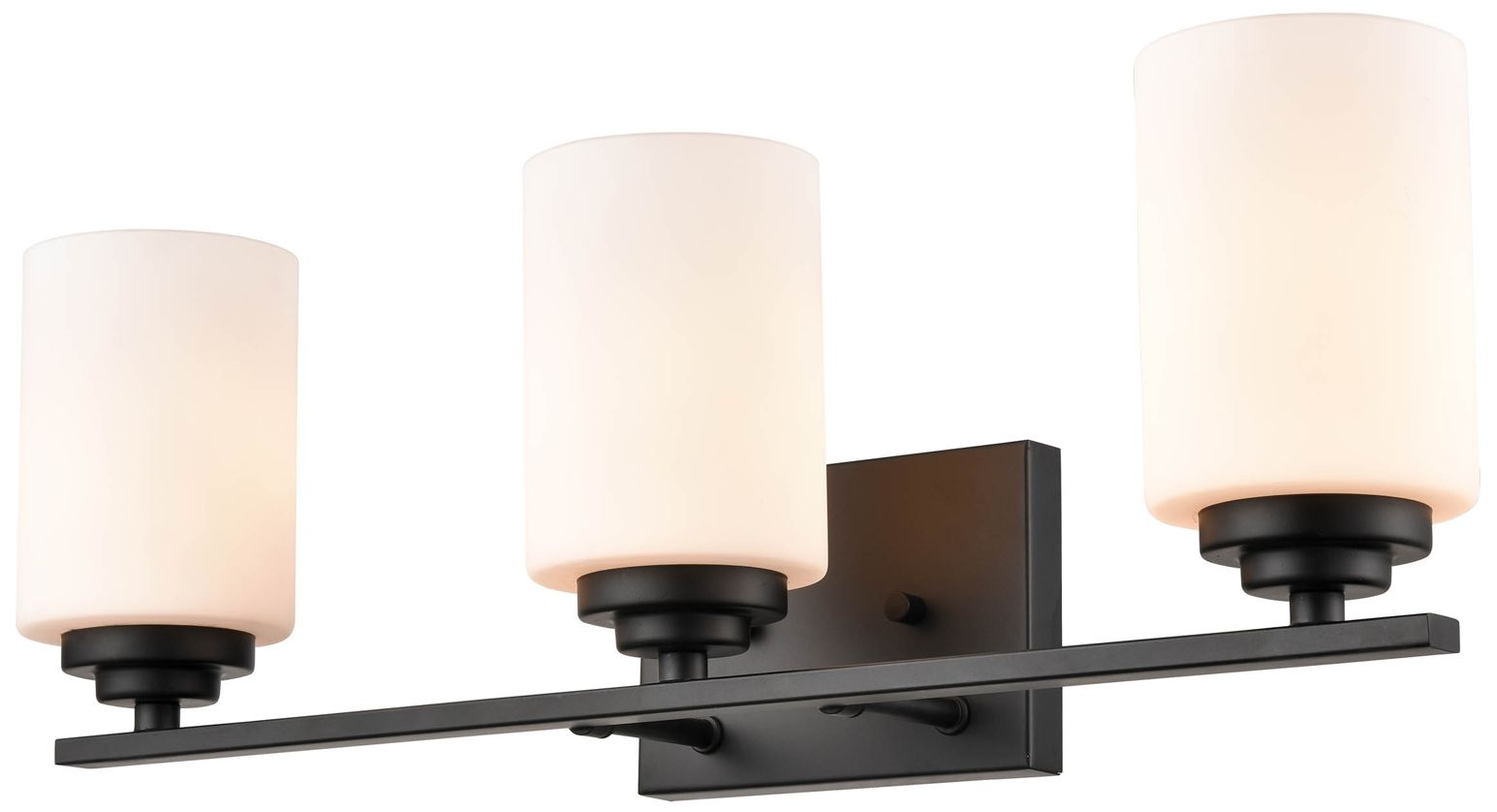 Millennium Durham 3-Light 22" Matte Black Vanity Light with Glass Shade