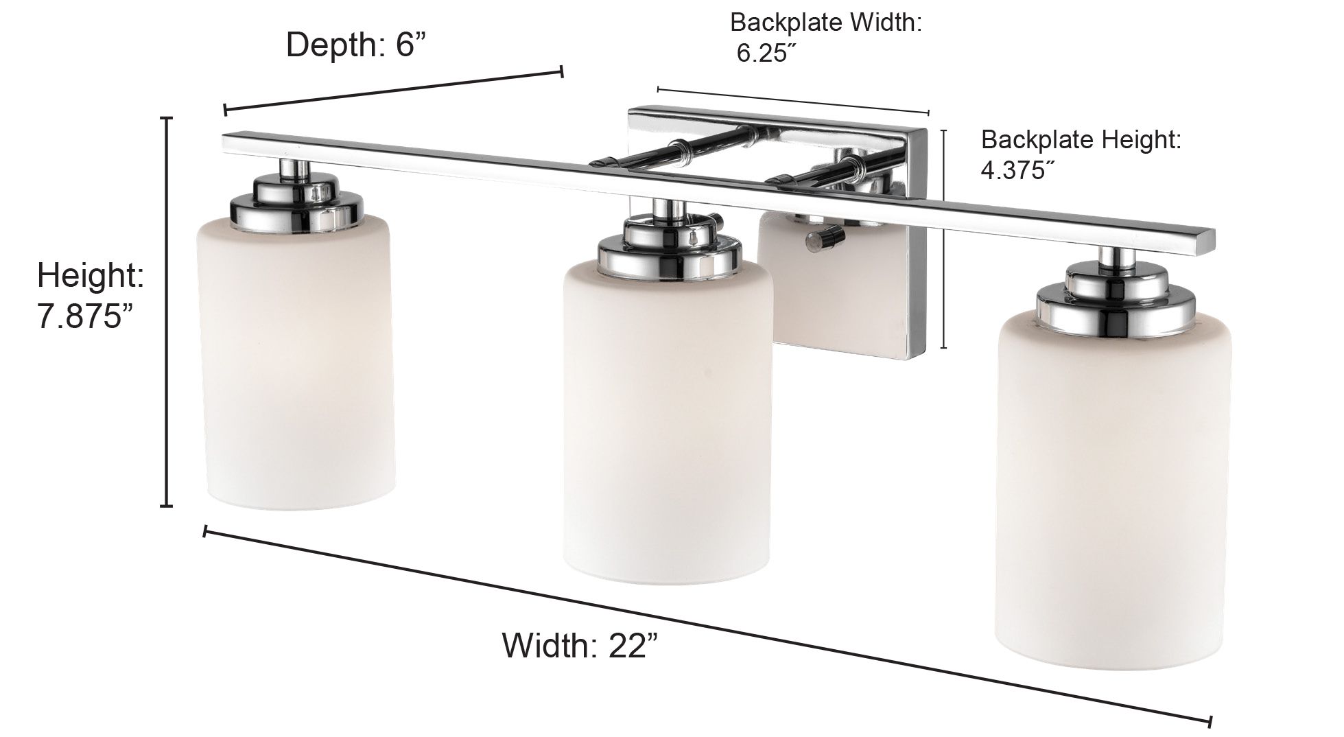 Image 4 Millennium Durham 3-Light 22" Satin Nickel Vanity Light with Glass Shade more views