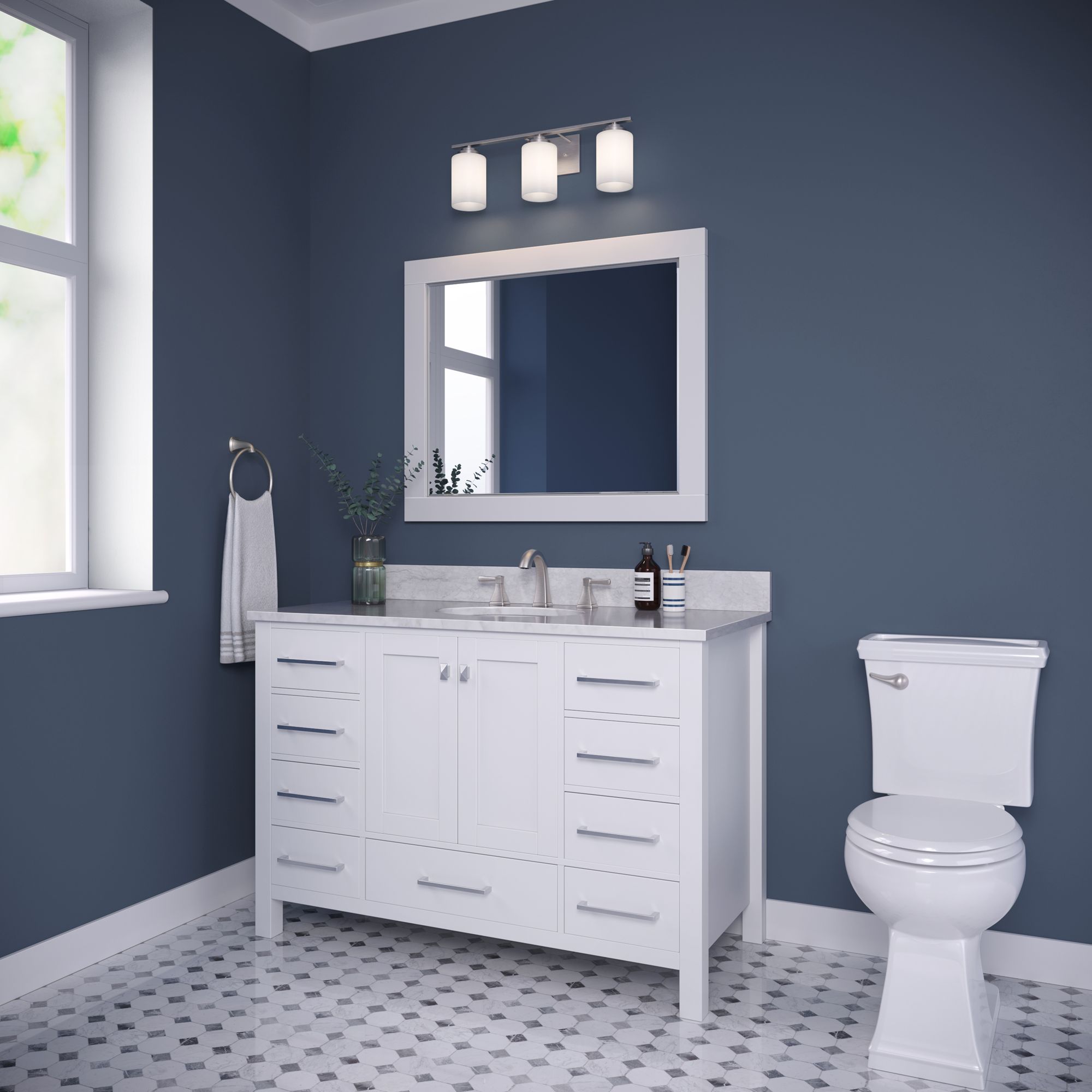 Image 5 Millennium Durham 3-Light 22" Satin Nickel Vanity Light with Glass Shade more views