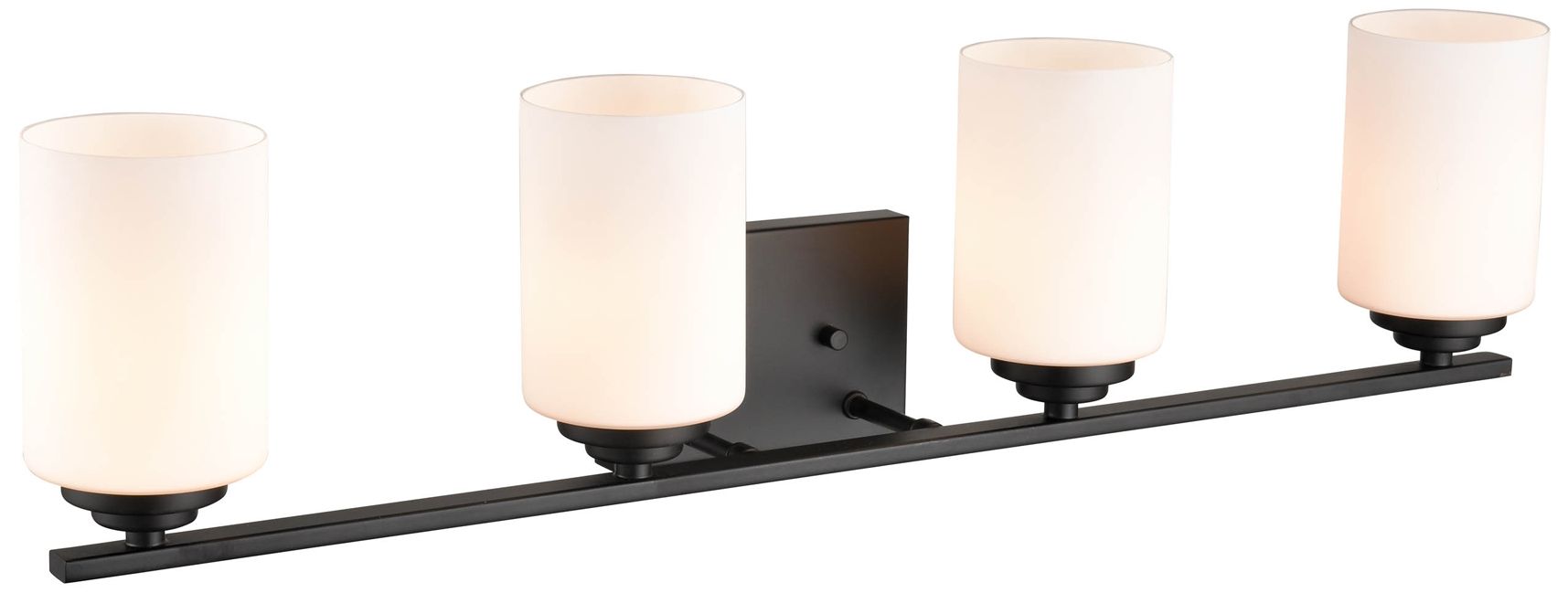 Millennium Durham 4-Light 31.13" Matte Black Vanity Light with Glass Shade