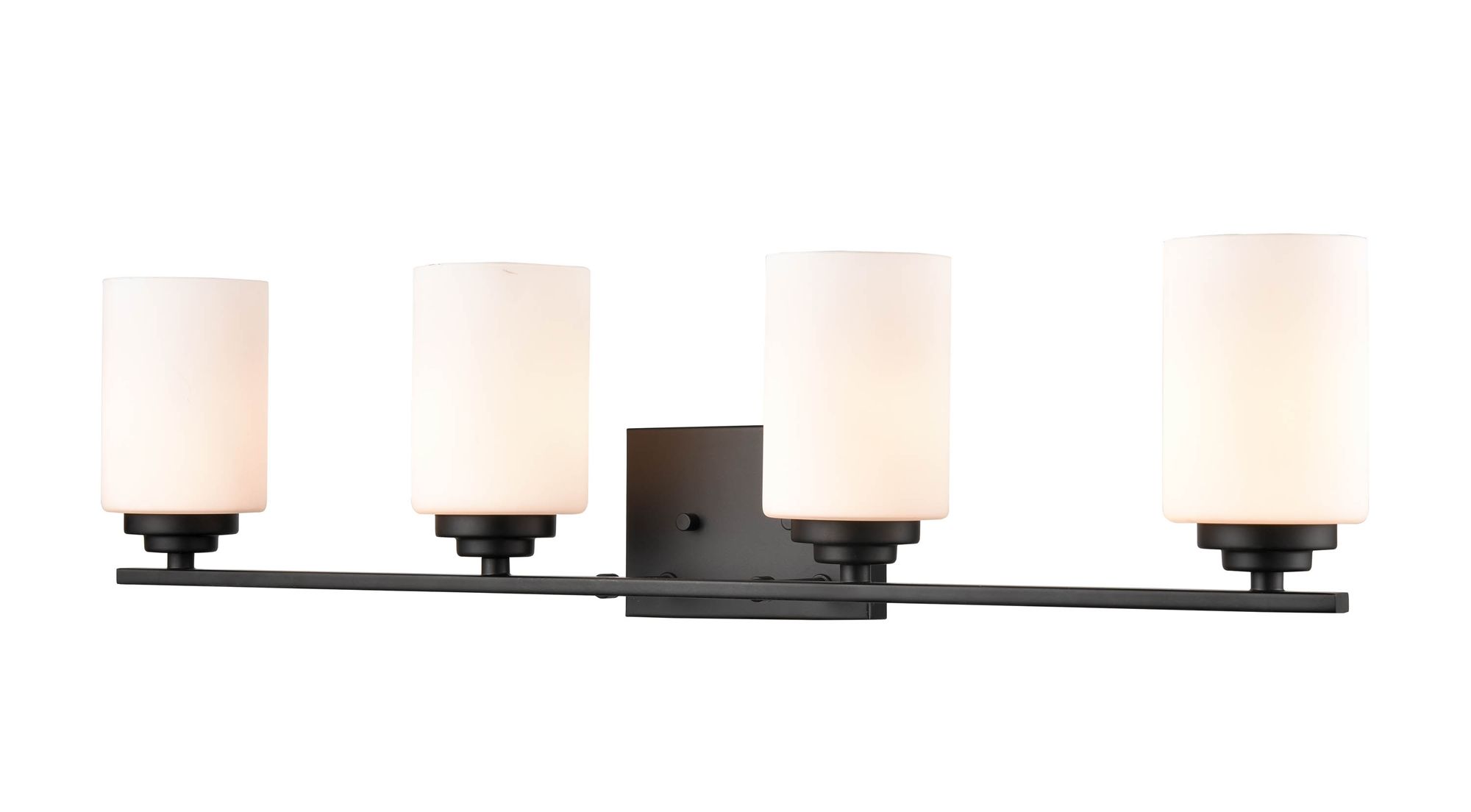 Image 2 Millennium Durham 4-Light 31.13" Matte Black Vanity Light with Glass Shade more views