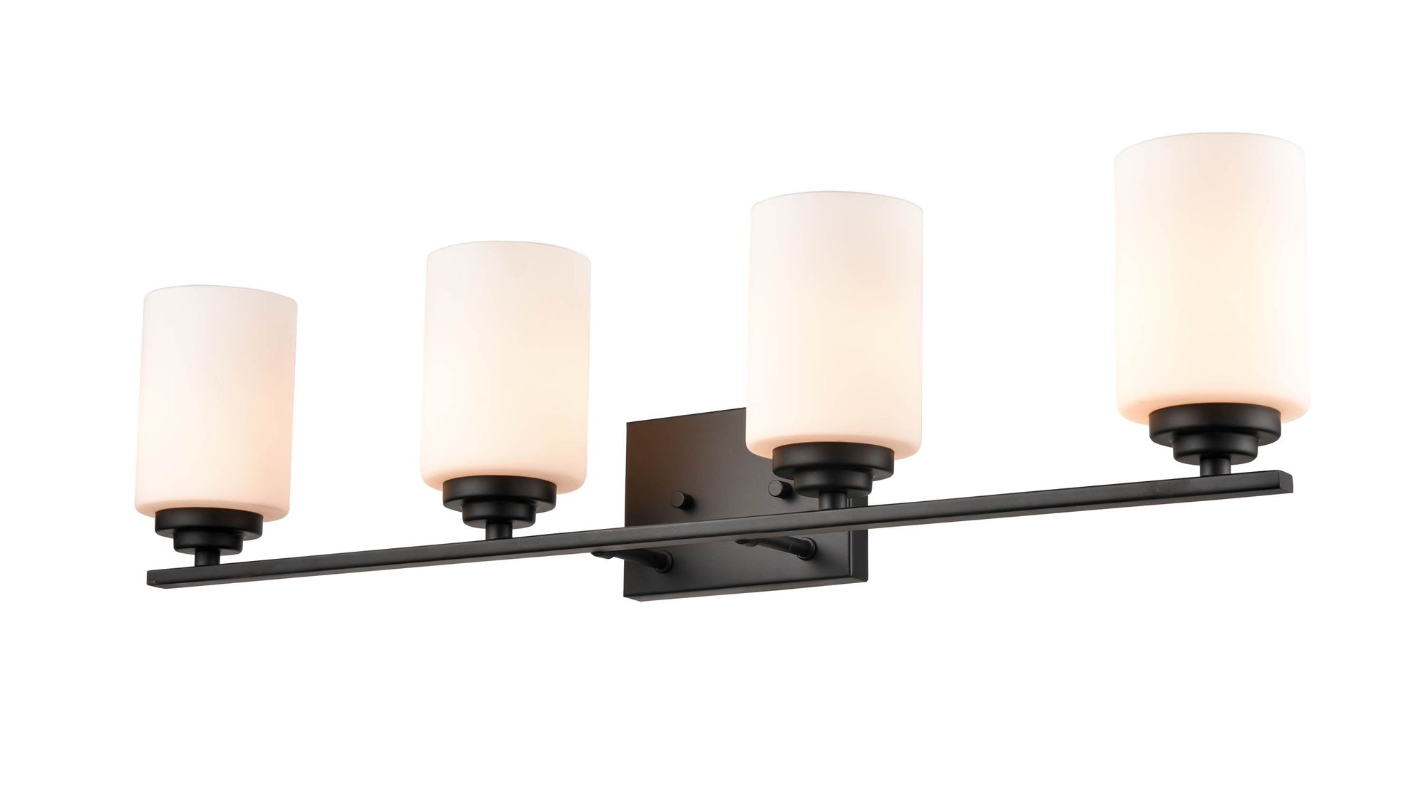 Image 3 Millennium Durham 4-Light 31.13" Matte Black Vanity Light with Glass Shade more views