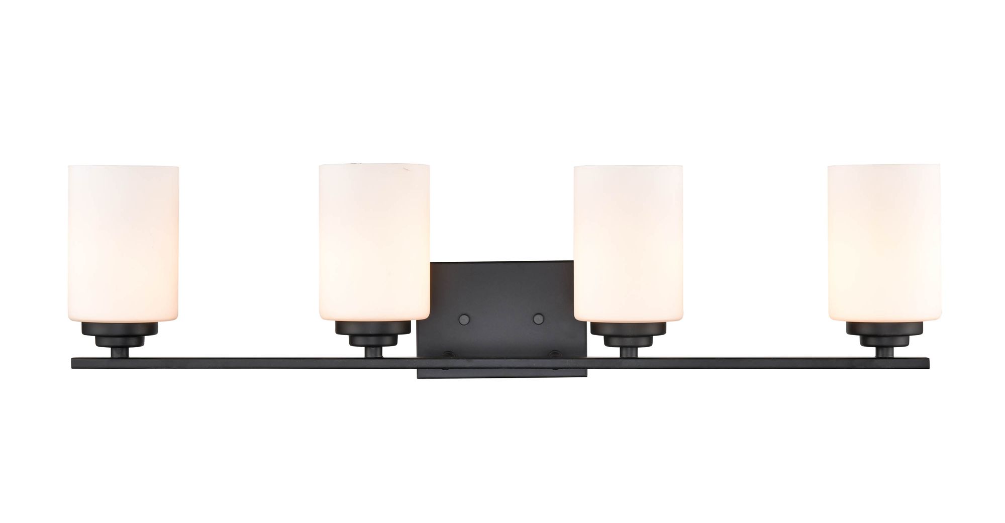 Image 4 Millennium Durham 4-Light 31.13" Matte Black Vanity Light with Glass Shade more views