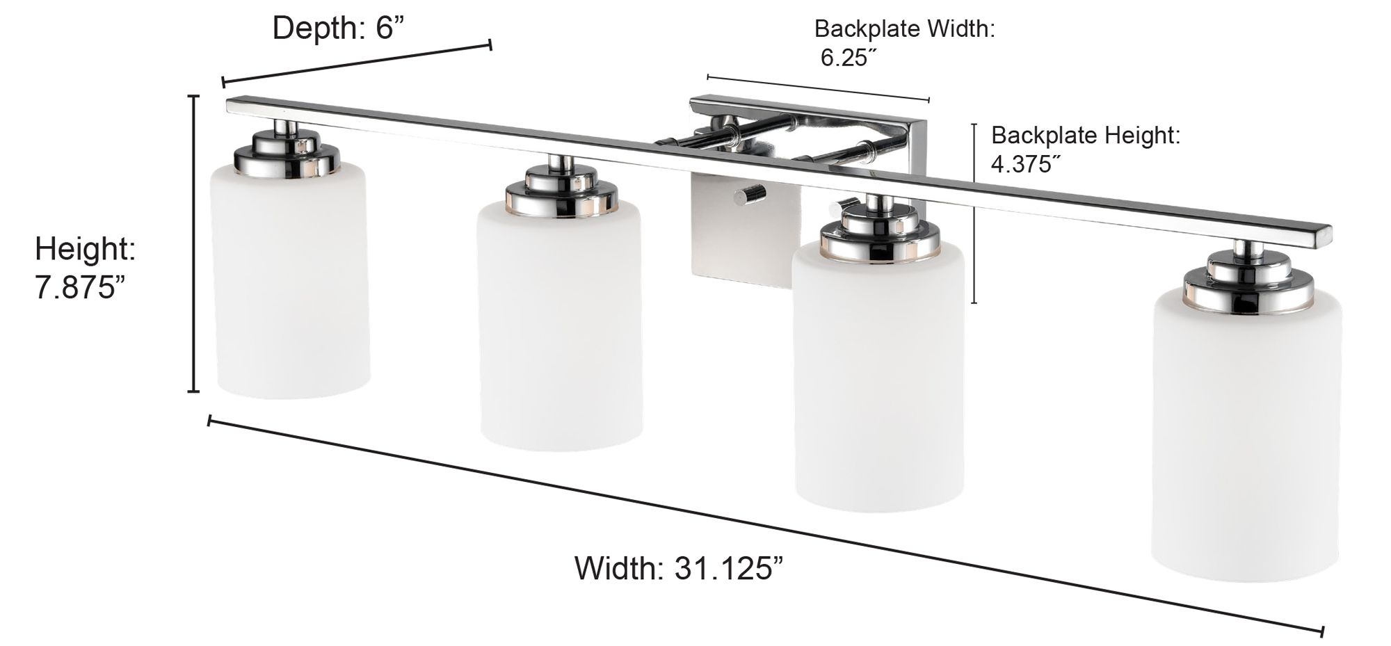 Image 5 Millennium Durham 4-Light 31.13" Matte Black Vanity Light with Glass Shade more views