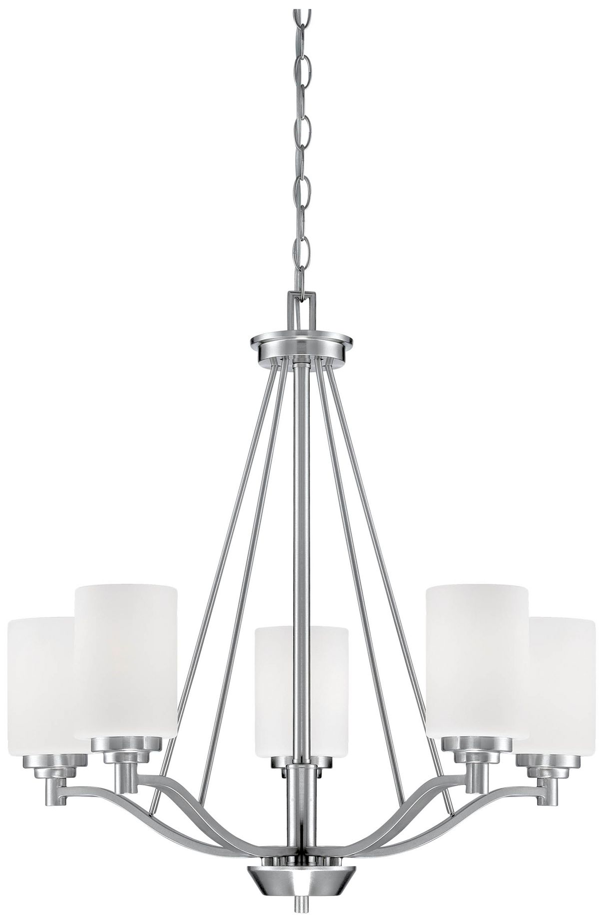 Image 2 Millennium Durham 5-Light 25" Satin Nickel Chandelier with Glass Shade