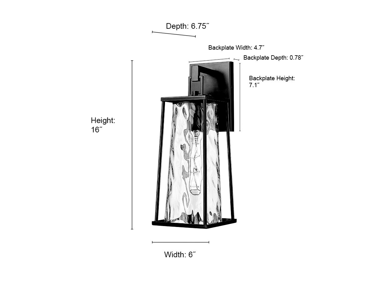Millennium Dutton 1-Light 16.25" Powder Coated Black Outdoor Wall Sconce