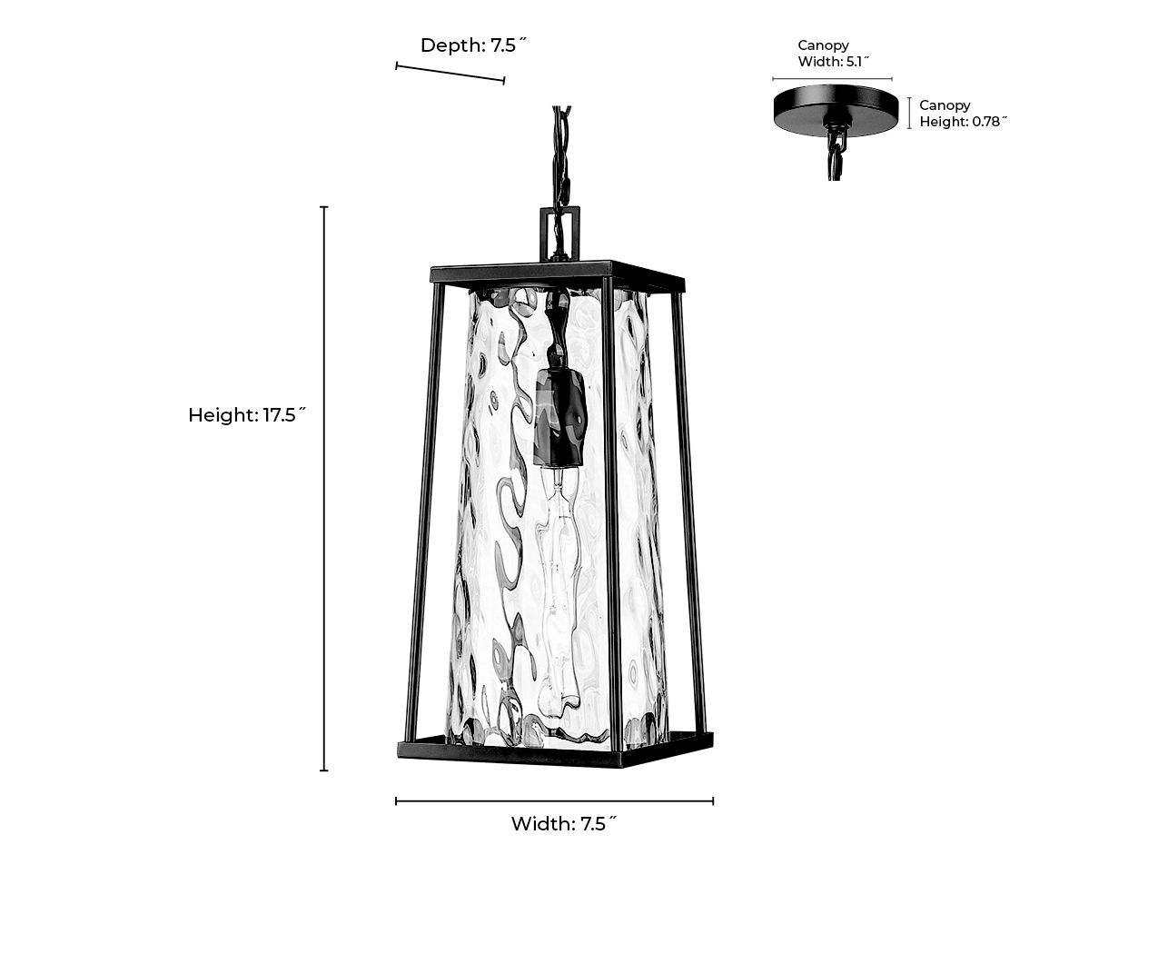 Millennium Dutton 1-Light 17.5" Powder Coated Black Outdoor Hanging Lantern