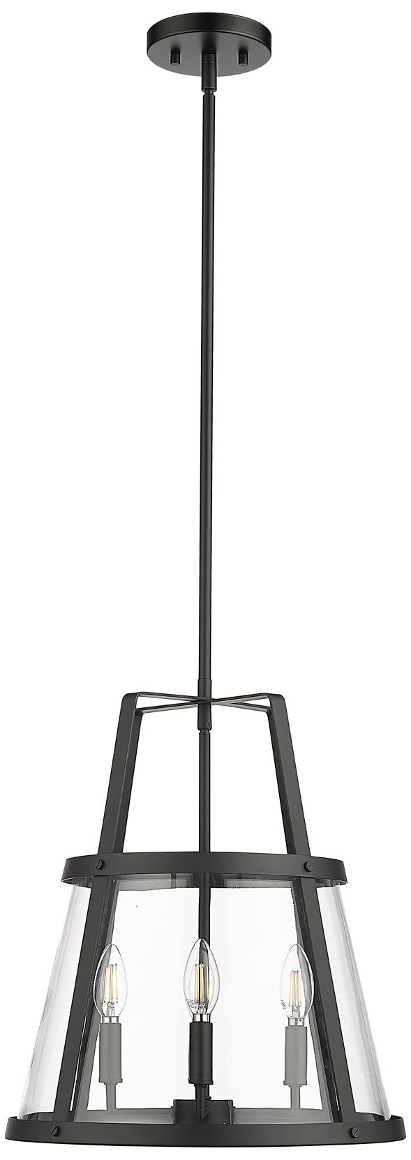Image Millennium Edelweiss 15.75" Matte Black Pendant with Glass Shade