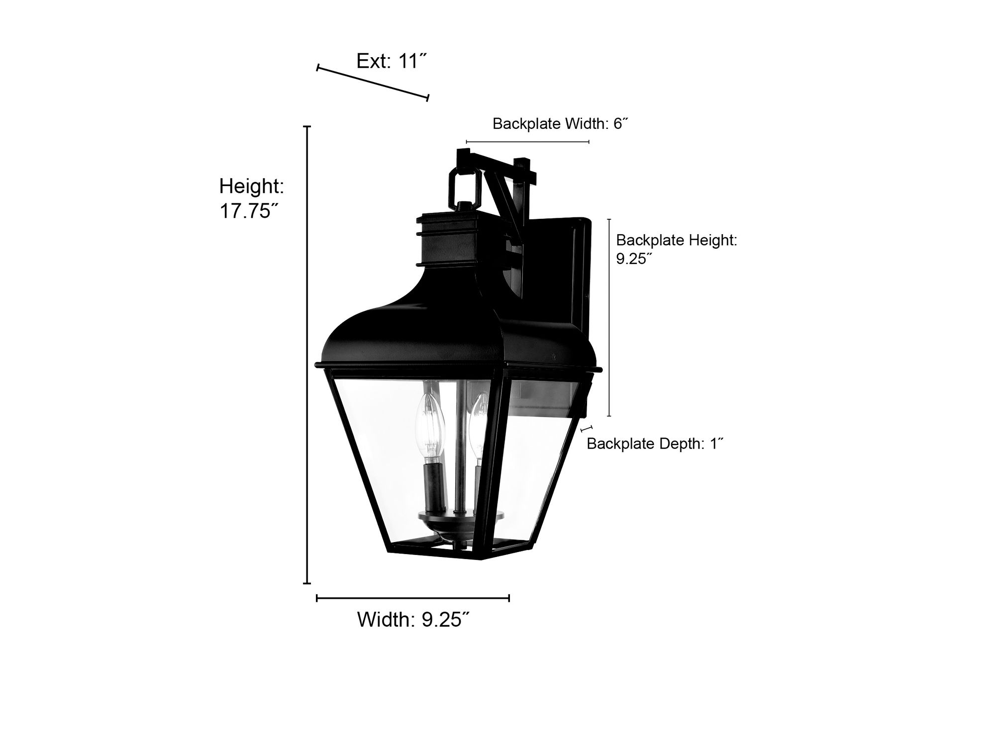 Image 7 Millennium Edenton 2-Lt 17.75" Matte Black Outdoor Wall Sconce with Shade more views