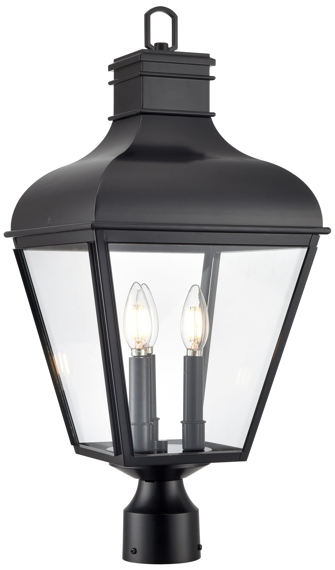 Millennium Edenton 3-Light 24" Matte Black Outdoor Post Lantern with Shade
