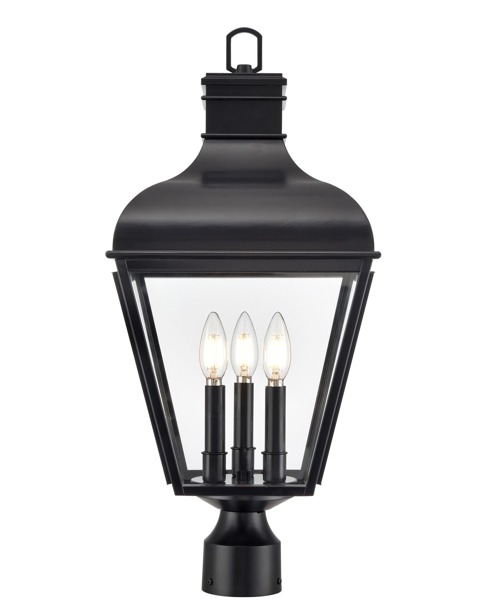 Image 2 Millennium Edenton 3-Light 24" Matte Black Outdoor Post Lantern with Shade more views